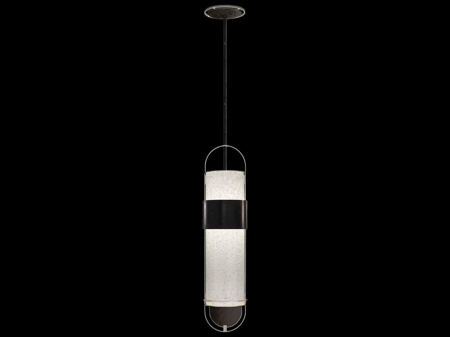 Fine Art Handcrafted Lighting Bond 2-Light Black Silver Cylinder Mini Pendant