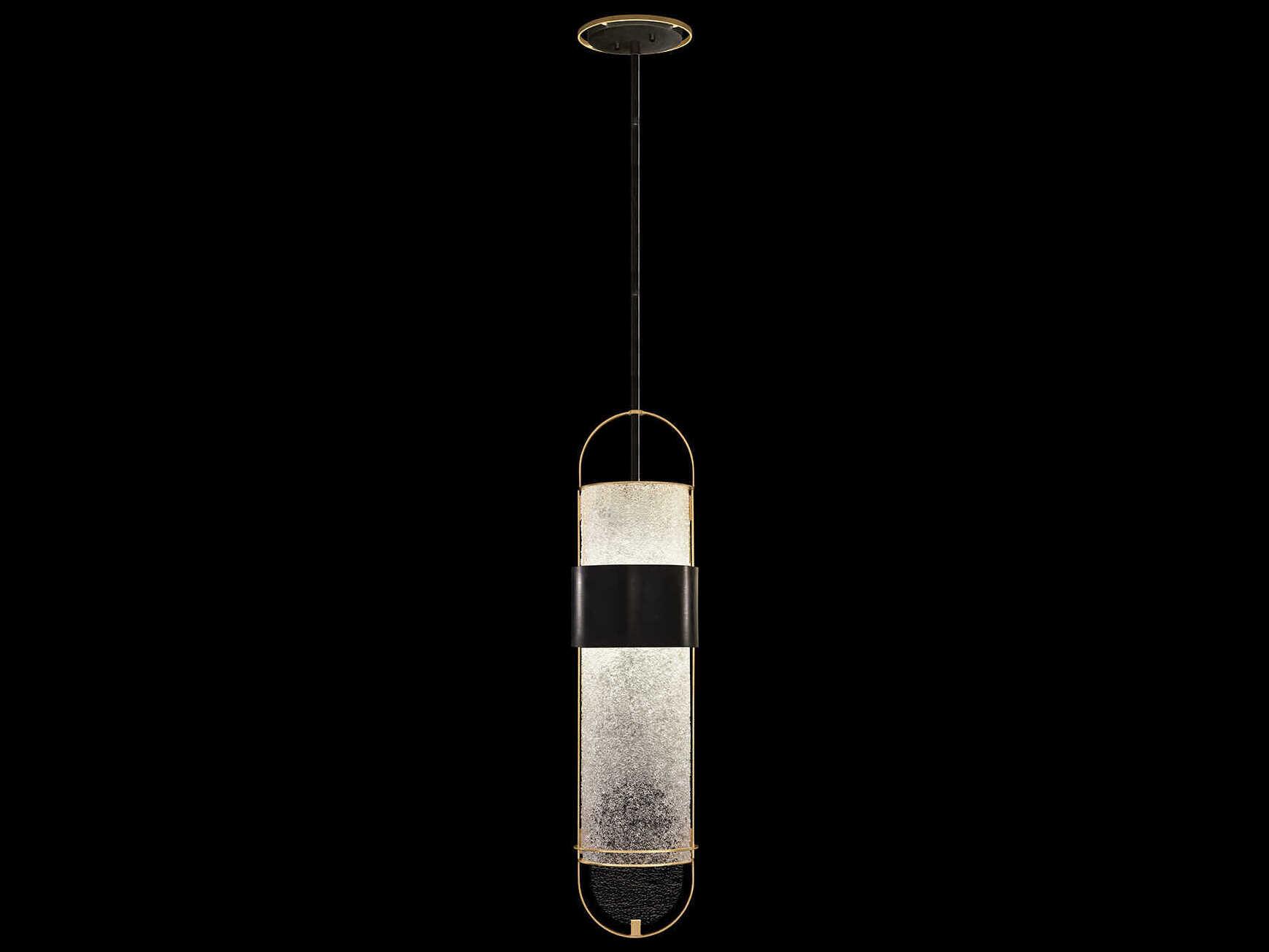 Fine Art Handcrafted Lighting Bond 2-Light Black Gold Cylinder Mini Pendant
