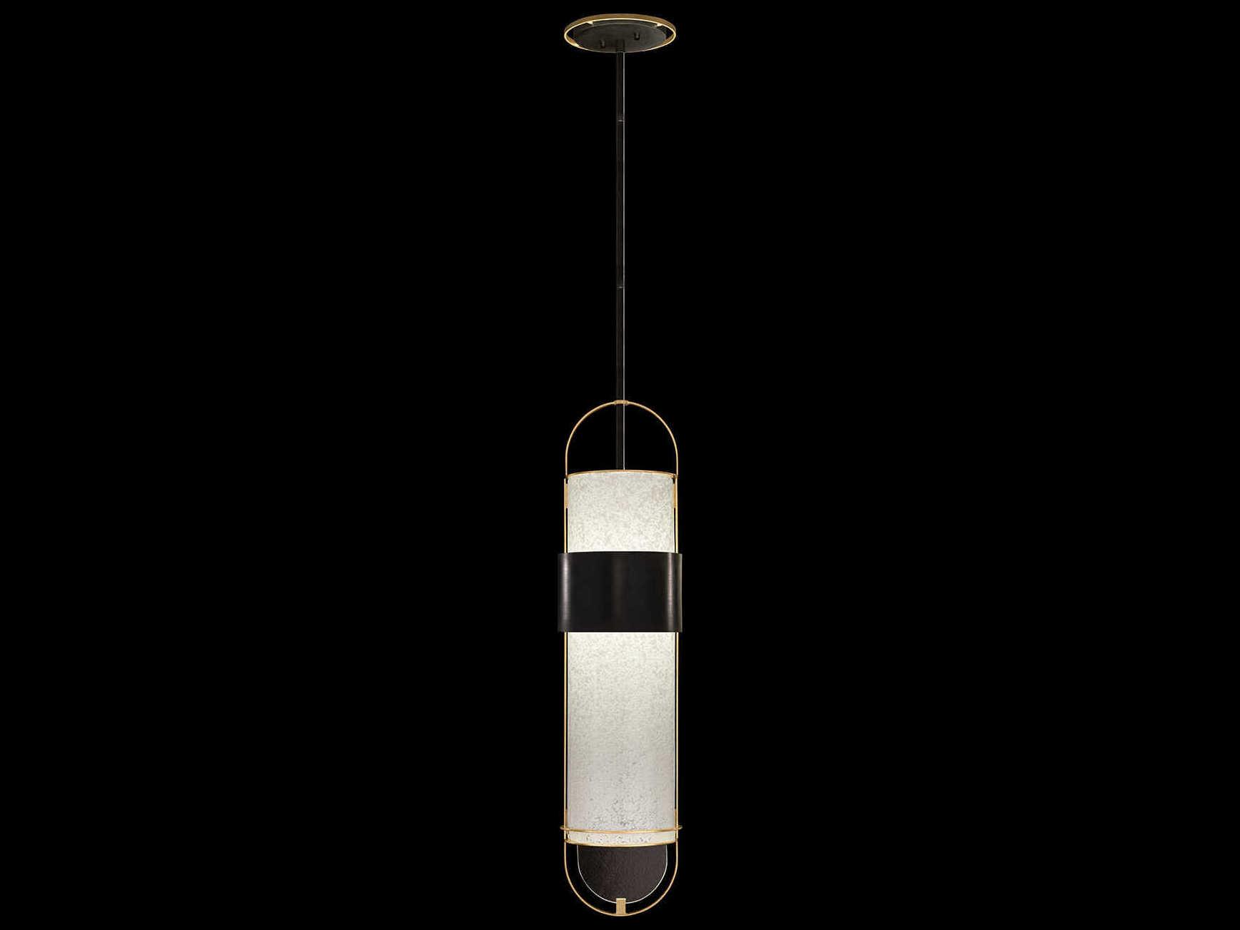 Fine Art Handcrafted Lighting Bond 2-Light Black Gold Cylinder Mini Pendant