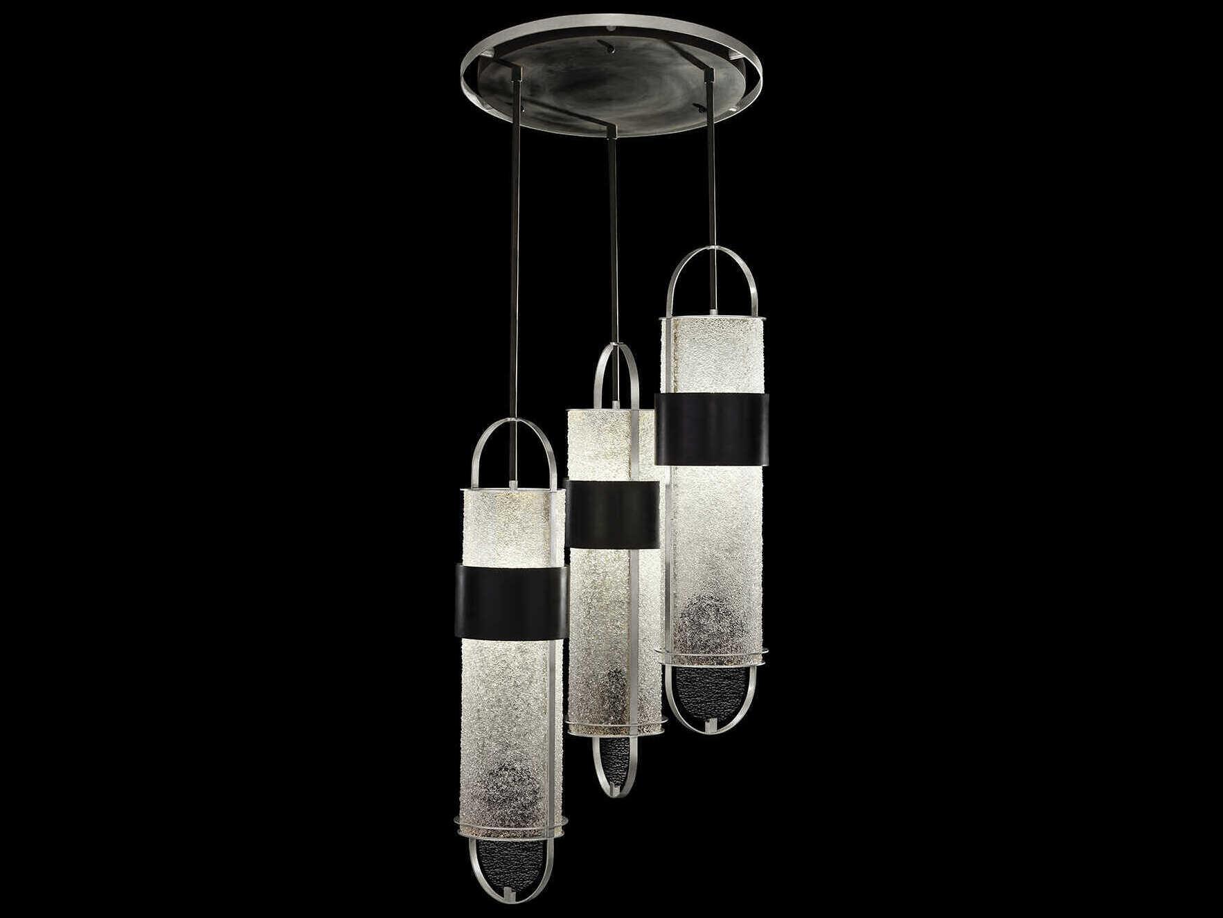 Fine Art Handcrafted Lighting Bond 6-Light Black Silver Cylinder Pendant