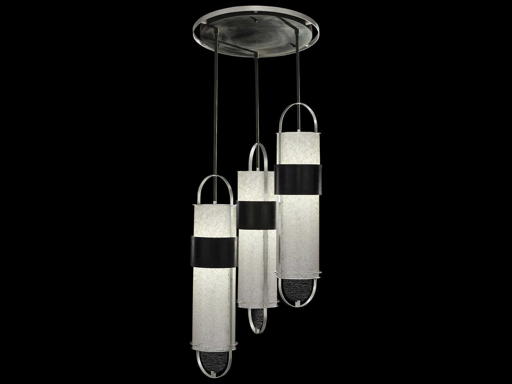 Fine Art Handcrafted Lighting Bond 6-Light Black Silver Cylinder Pendant