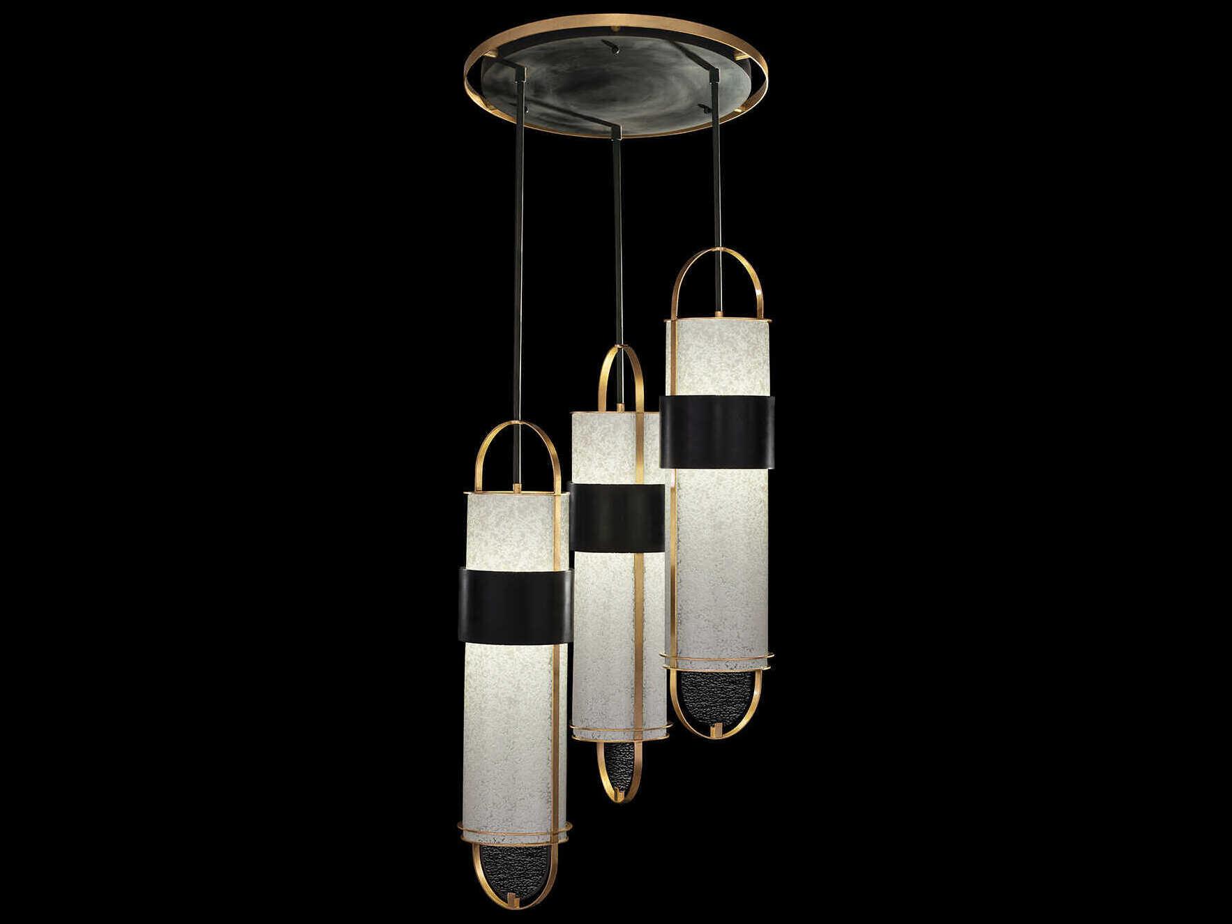 Fine Art Handcrafted Lighting Bond 6-Light Black Gold Cylinder Pendant