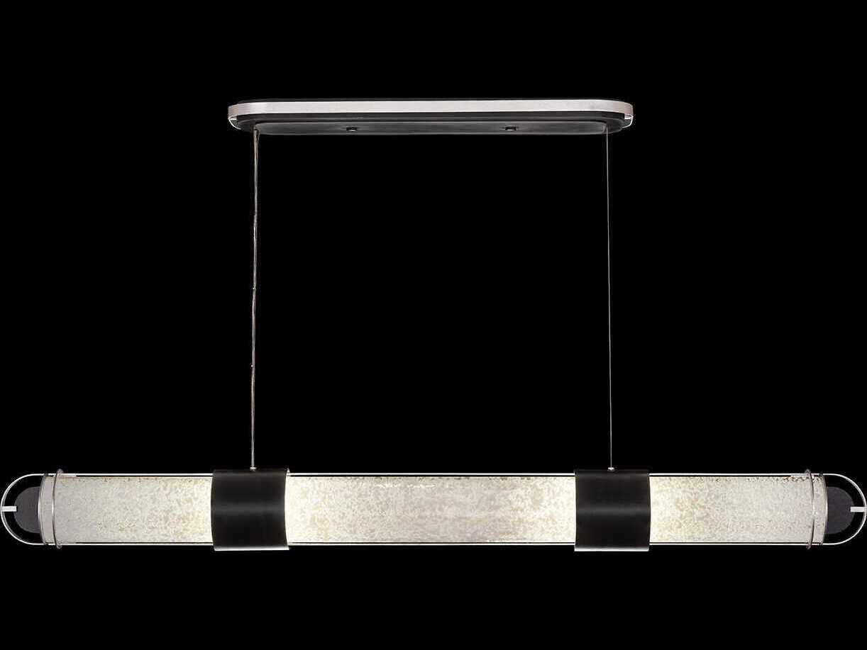 Fine Art Handcrafted Lighting Bond 4-Light Black Silver Linear Island Pendant