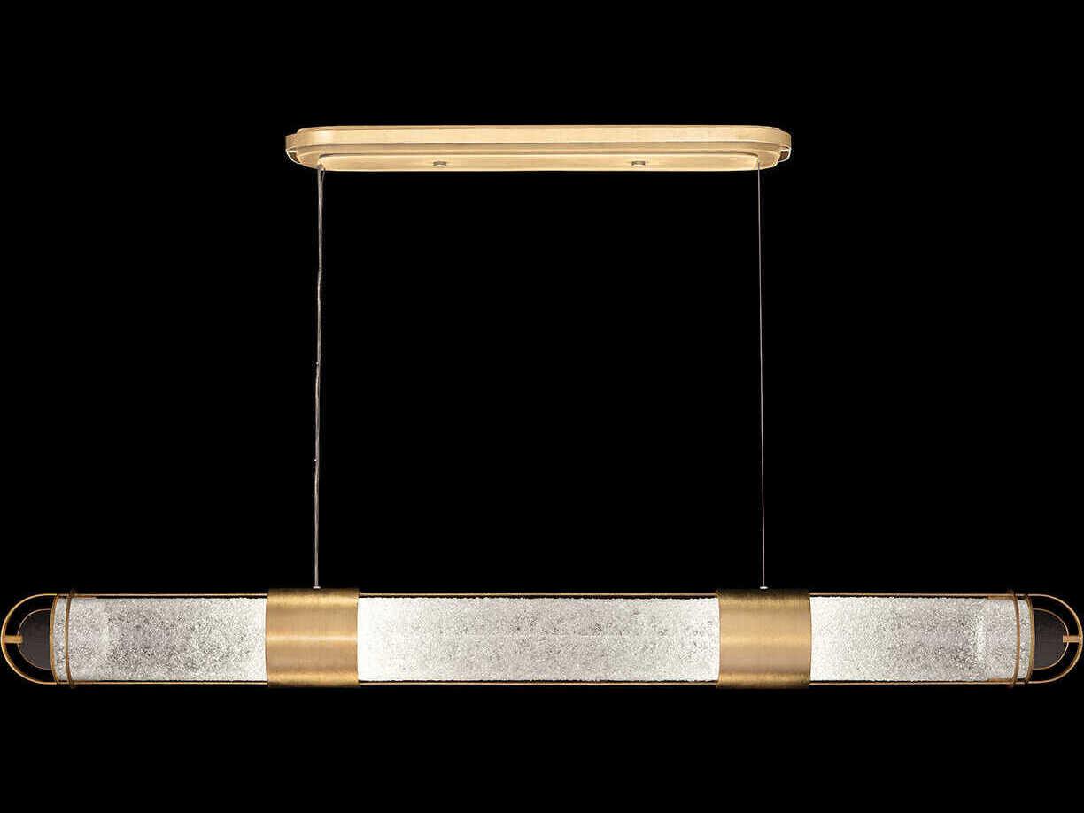 Fine Art Handcrafted Lighting Bond 4-Light Gold Linear Island Pendant