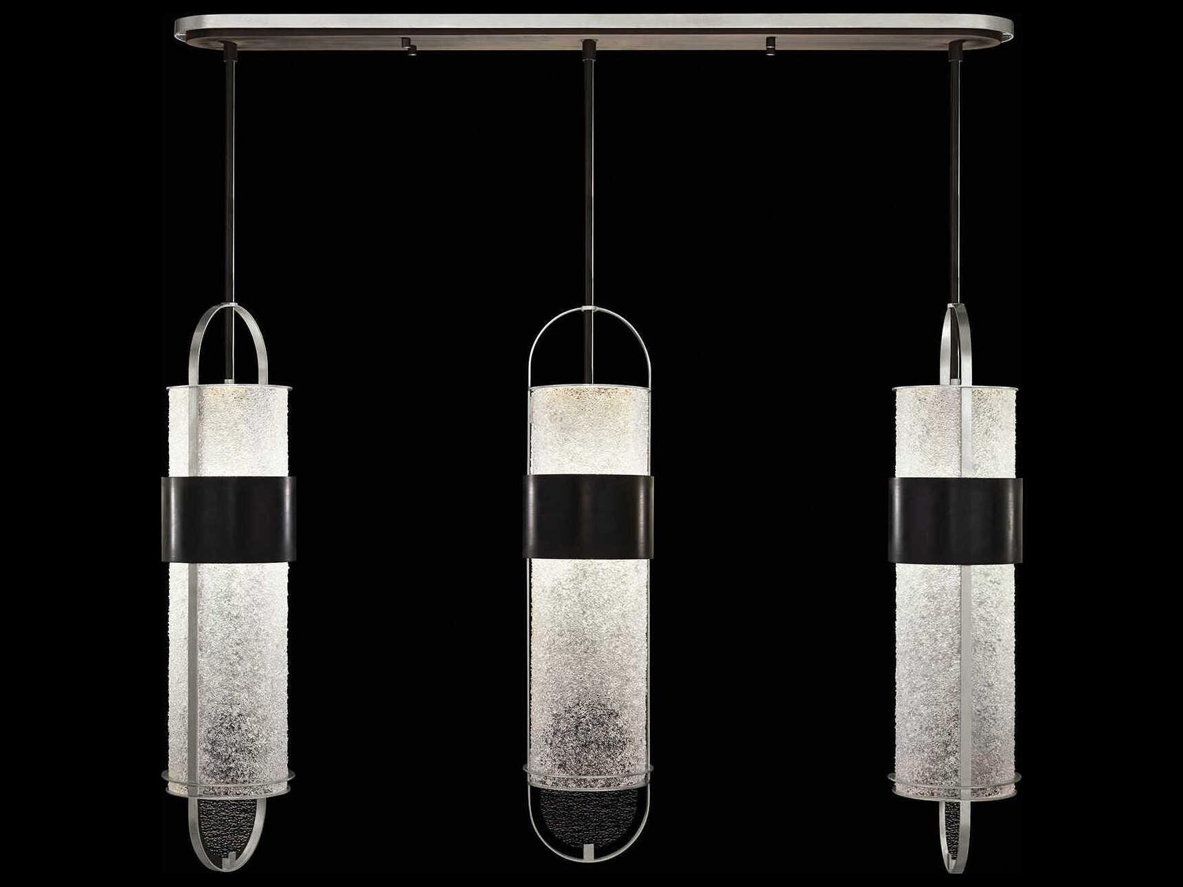 Fine Art Handcrafted Lighting Bond 6-Light Black Silver Linear Island Pendant