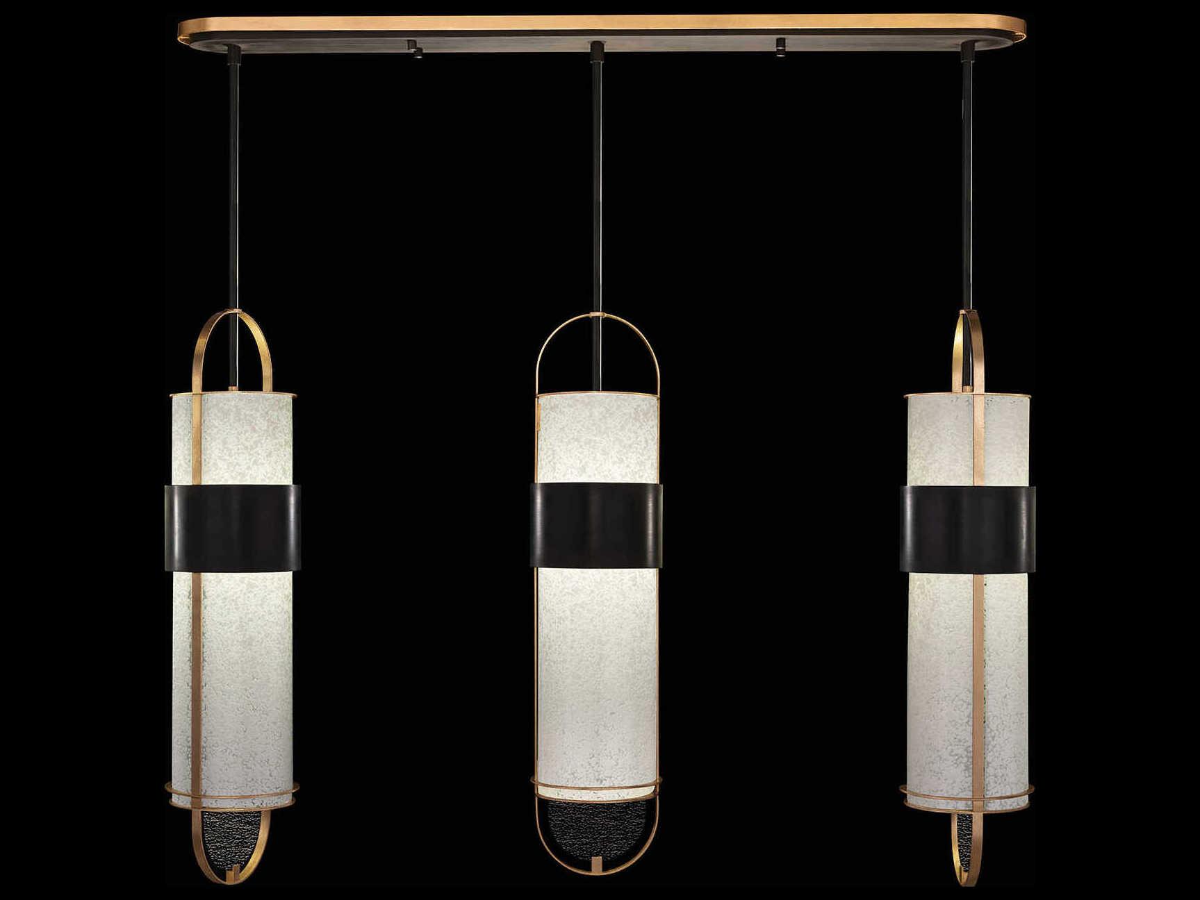 Fine Art Handcrafted Lighting Bond 6-Light Black Gold Linear Island Pendant