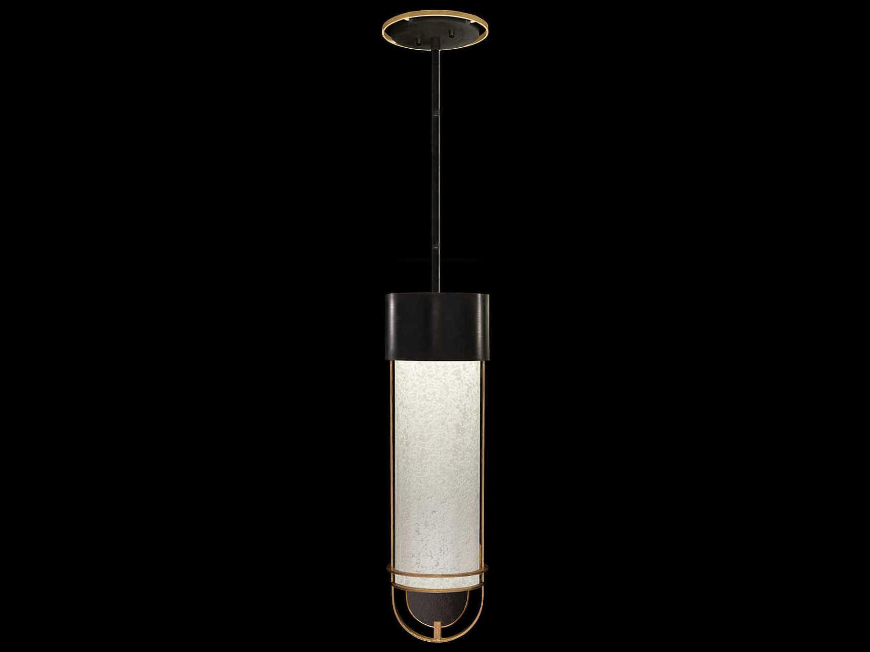 Fine Art Handcrafted Lighting Bond 1-Light Black Gold Cylinder Mini Pendant