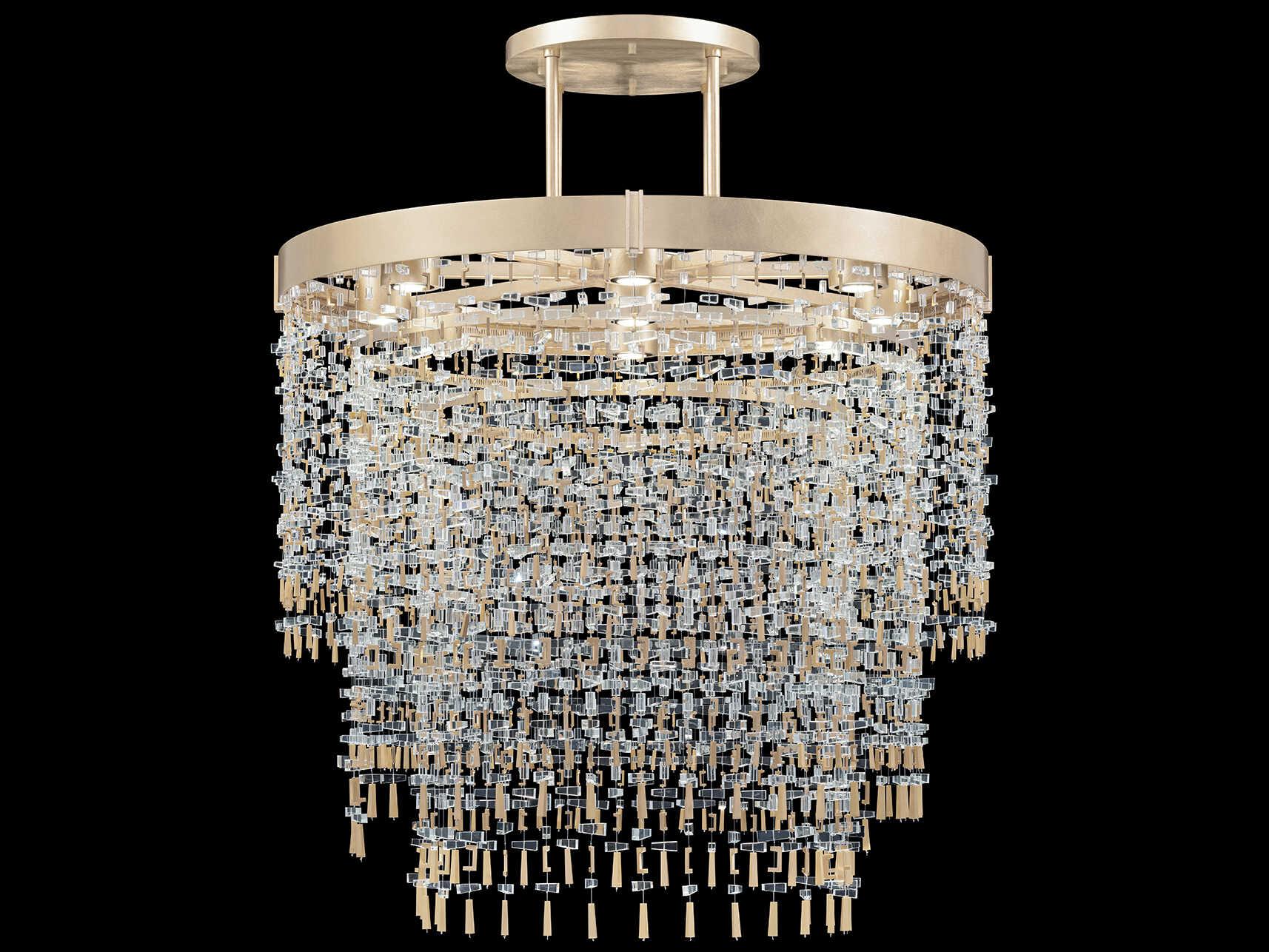 Fine Art Handcrafted Lighting Capri 9-Light Soft Gold Leaf Round Pendant