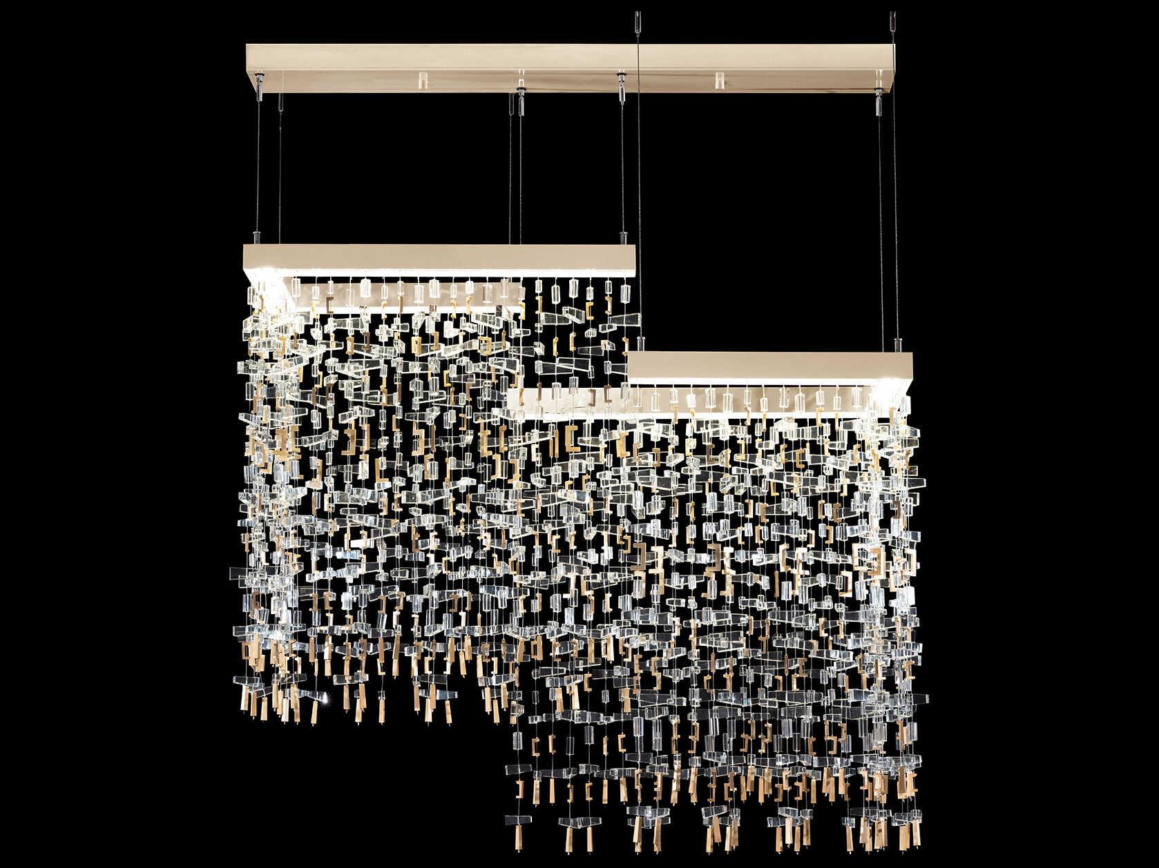 Fine Art Handcrafted Lighting Capri 18-Light Soft Gold Leaf Linear Island Pendant