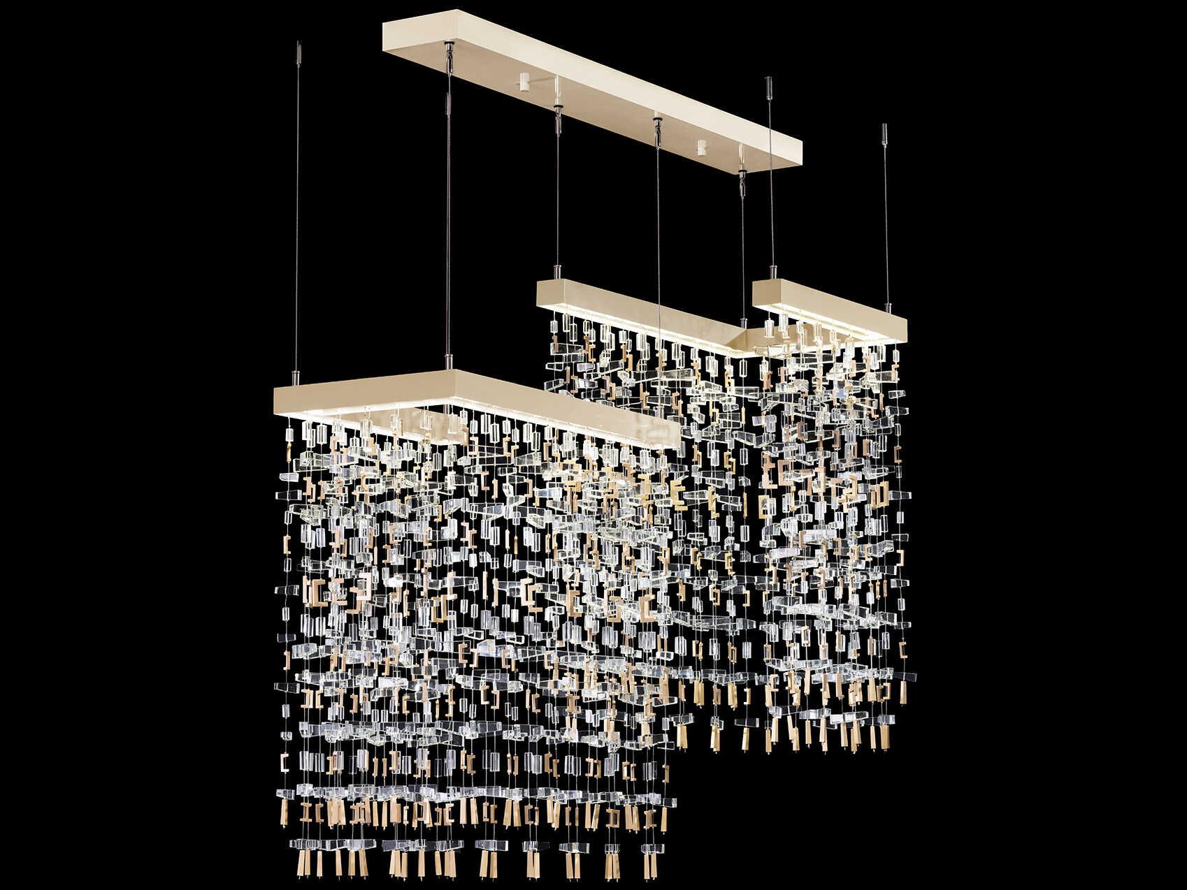 Fine Art Handcrafted Lighting Capri 18-Light Soft Gold Leaf Linear Island Pendant