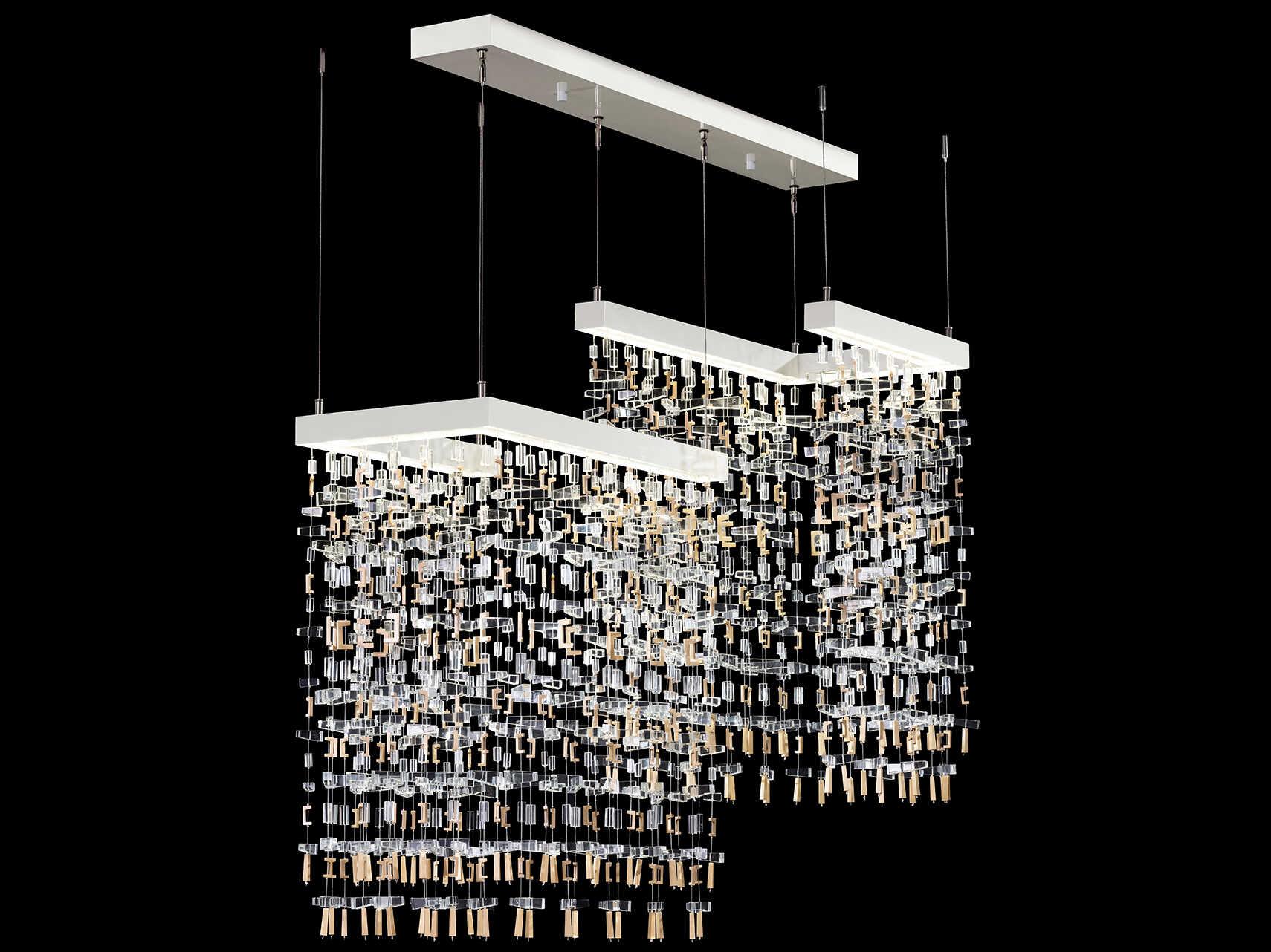 Fine Art Handcrafted Lighting Capri 18-Light White Gloss Linear Island Pendant