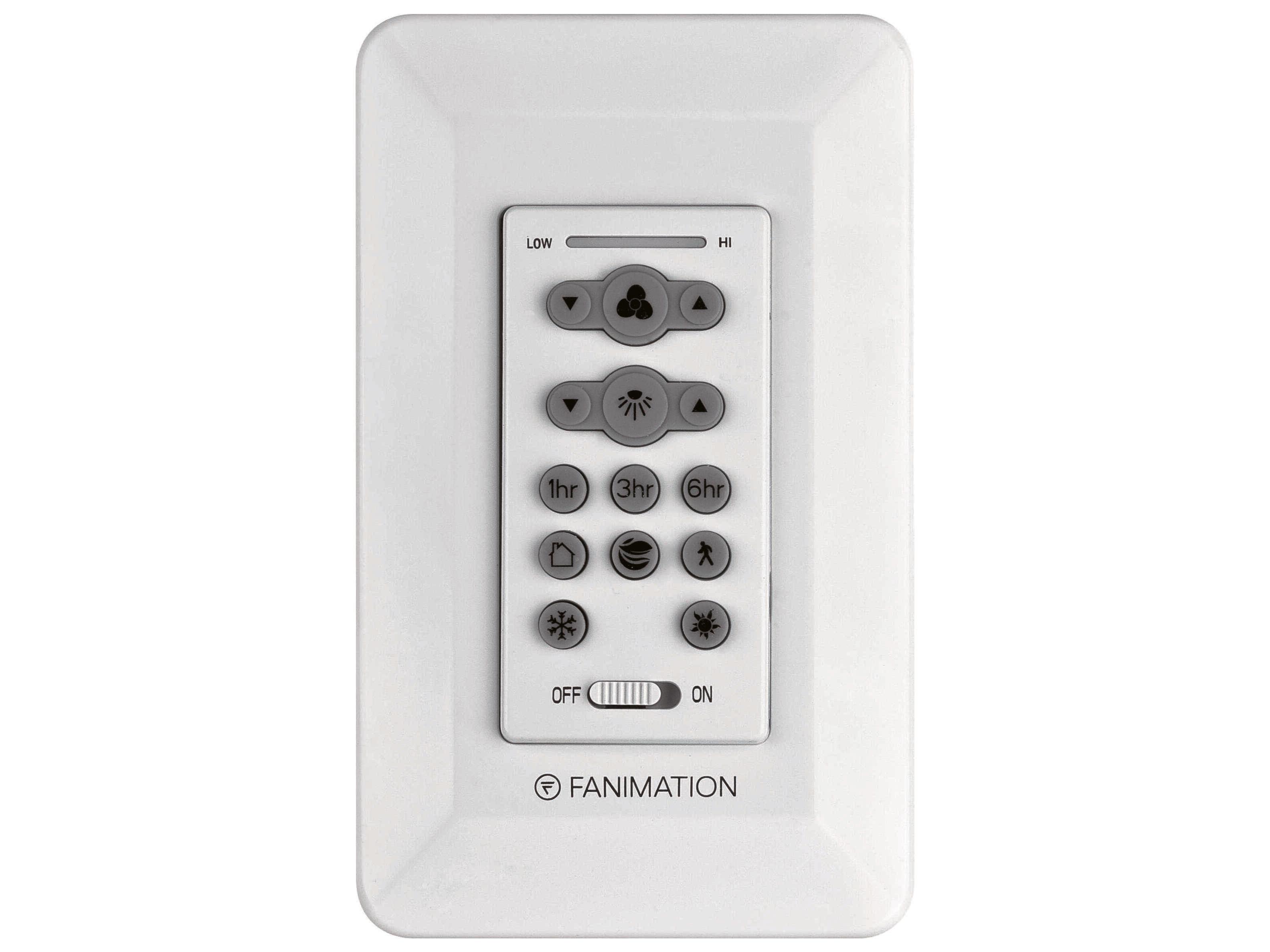 Fanimation Controls Ceiling Fan Wall Control Reversing - 6 Speed DC Motor Fan and Uplight/Downlight - White