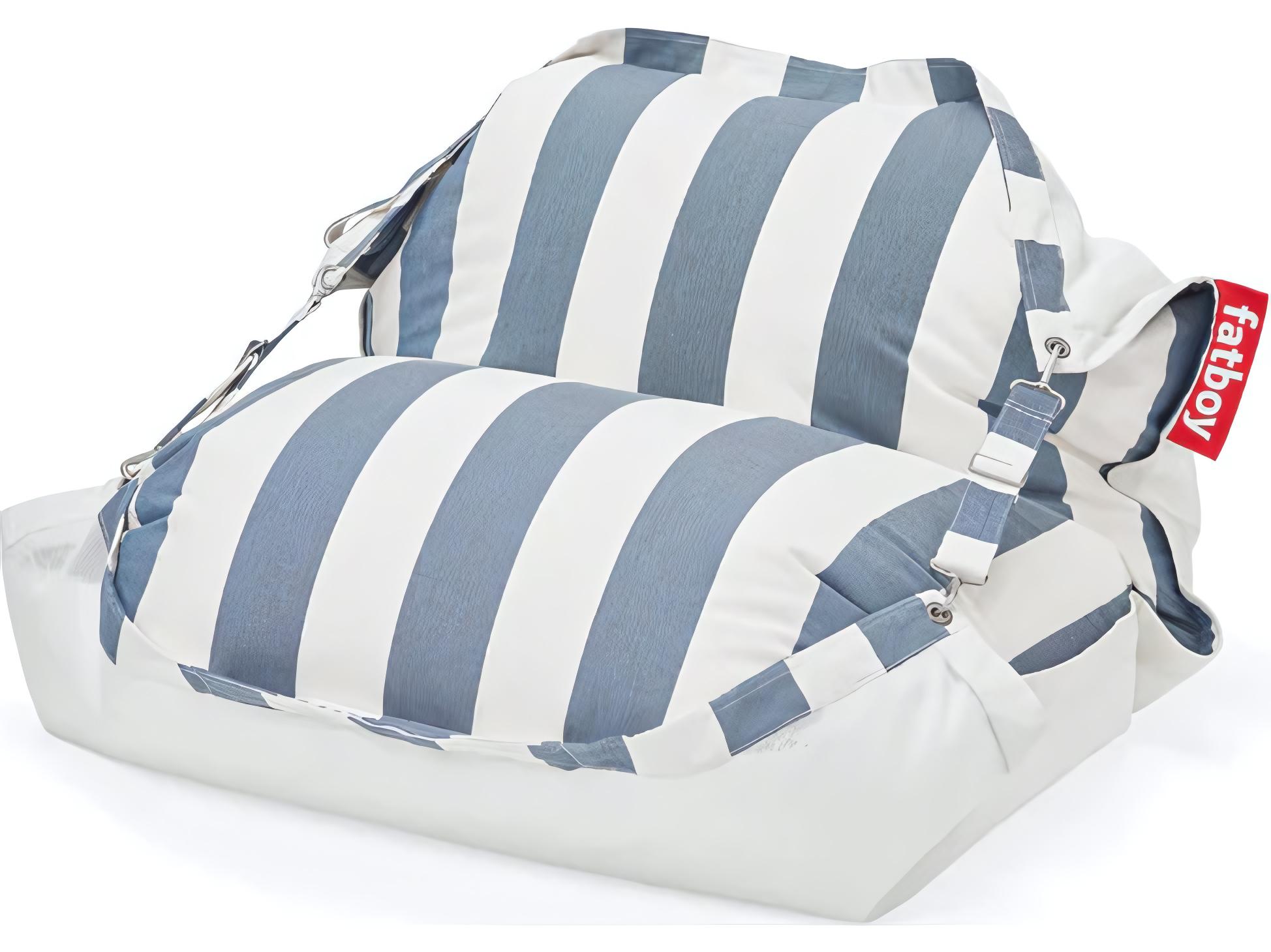 Fatboy Outdoor Original Floatzac Floating Bean Bag Lounge Chair in Stripe Ocean Blue
