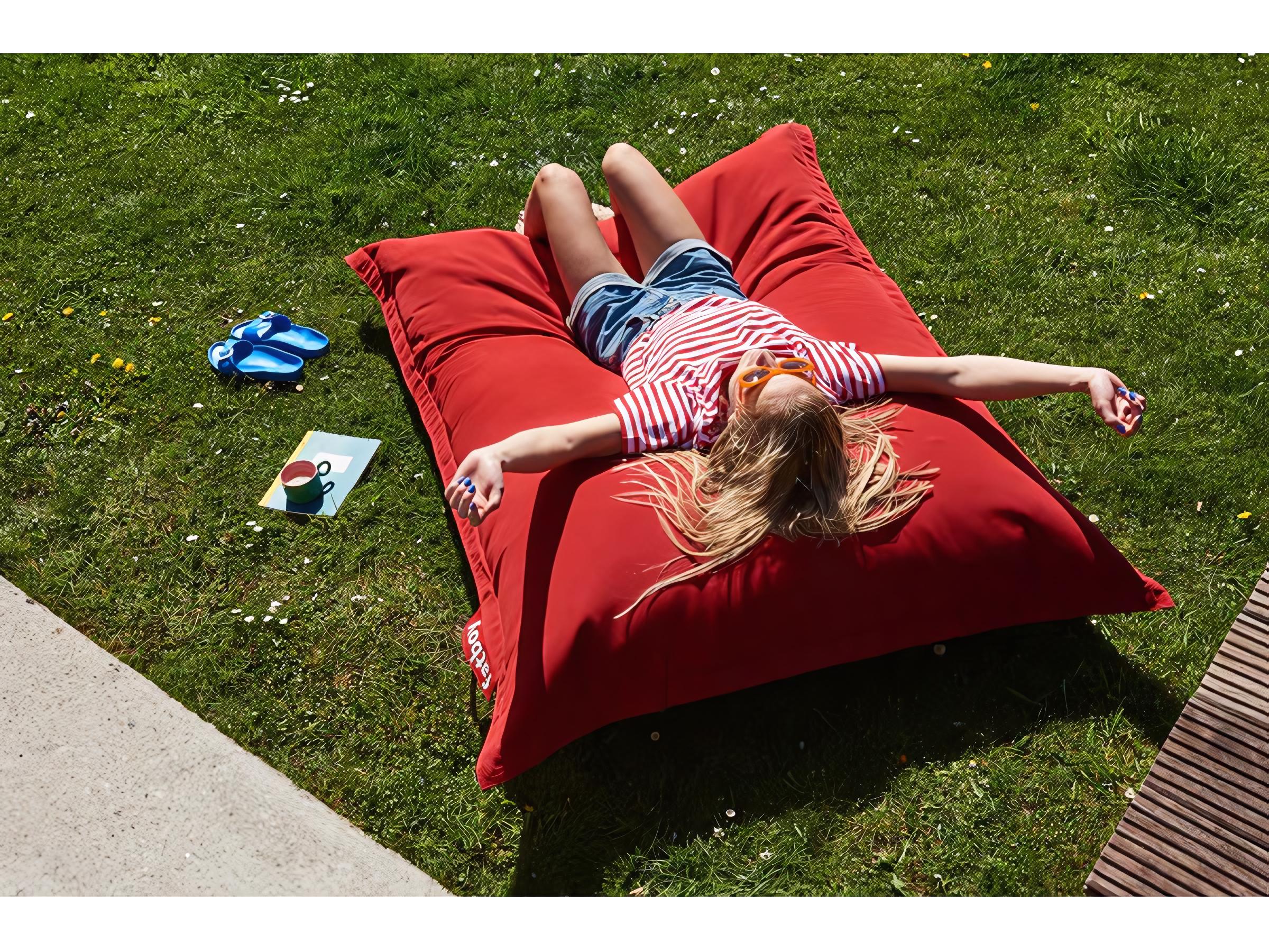Fatboy Outdoor Original Slim Bean Bag Chair Rock 'n Roll Rocker Bundle in Red