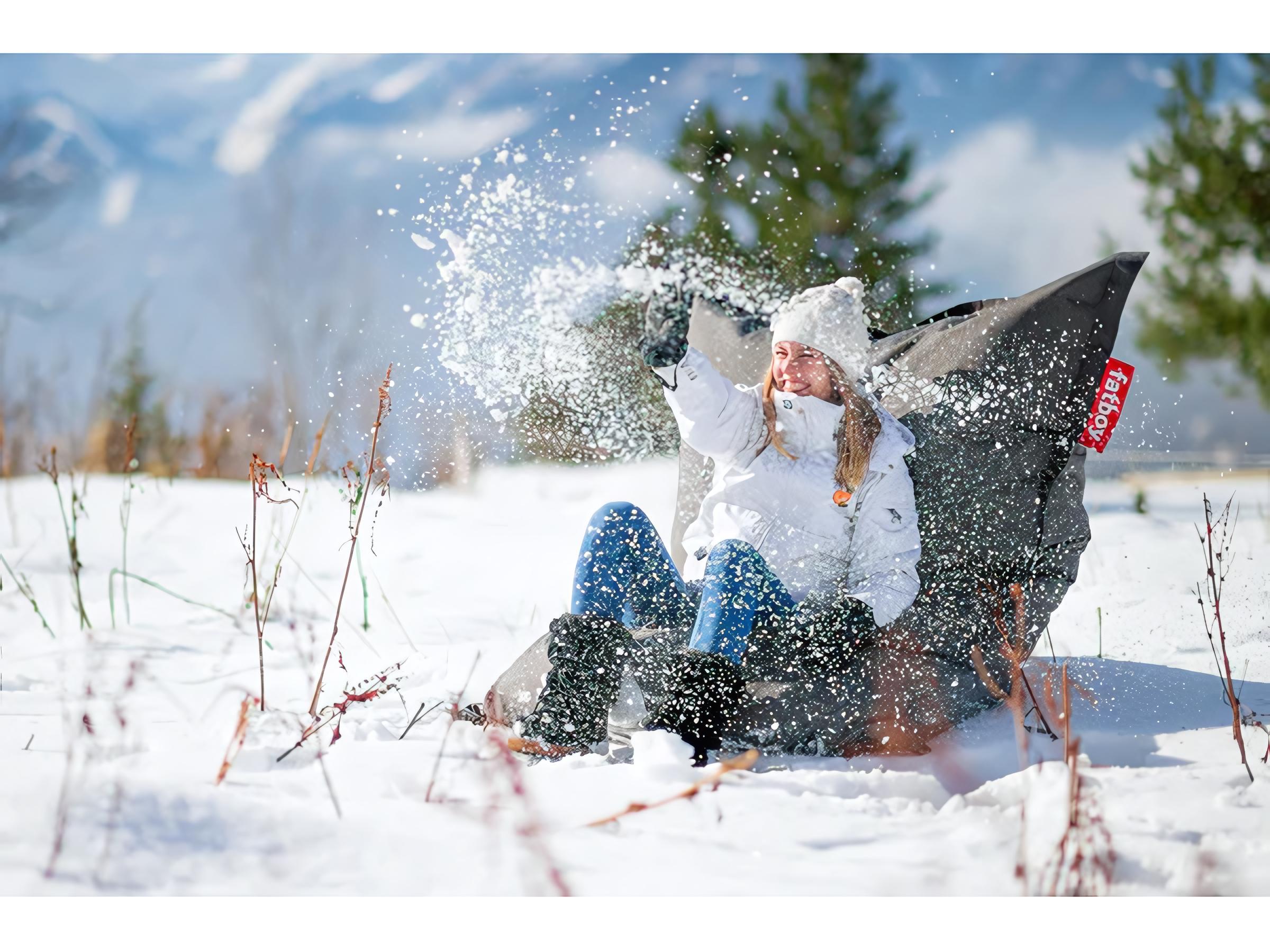 Fatboy Outdoor Original Slim Bean Bag Chair Rock 'n Roll Rocker Bundle in Rock Grey