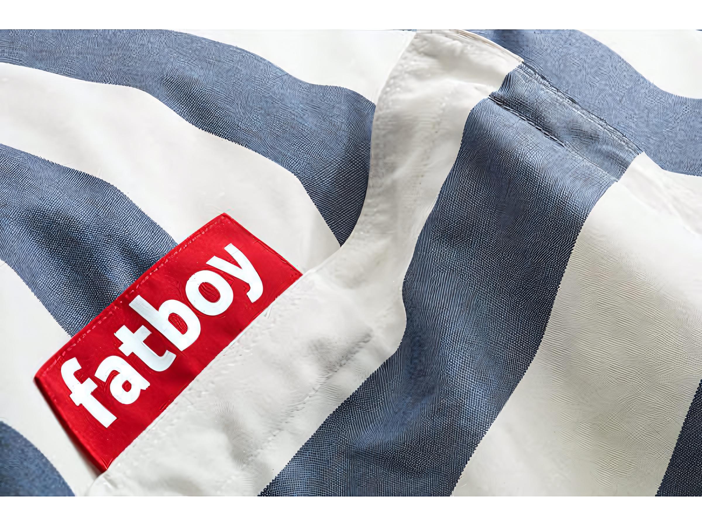 Fatboy Outdoor Original Slim Bean Bag Chair Rock 'n Roll Rocker Bundle in Stripe Ocean Blue