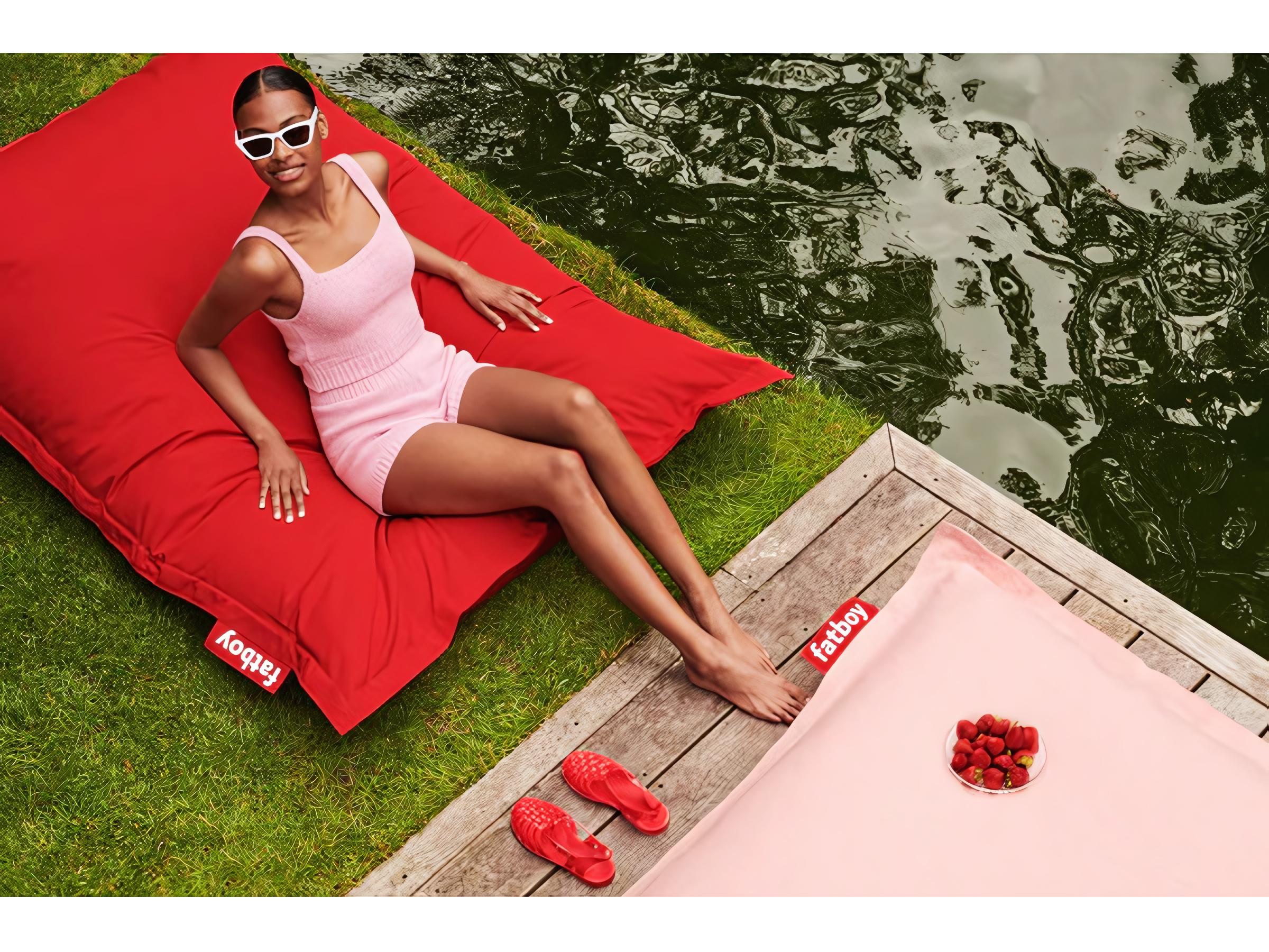 Fatboy Outdoor Original Bean Bag Chair Rock 'n Roll Rocker Bundle in Red