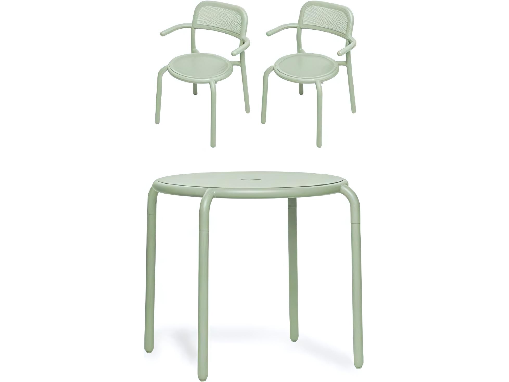 Fatboy Outdoor Toni Bistro Set with Armchairs in Mist Green