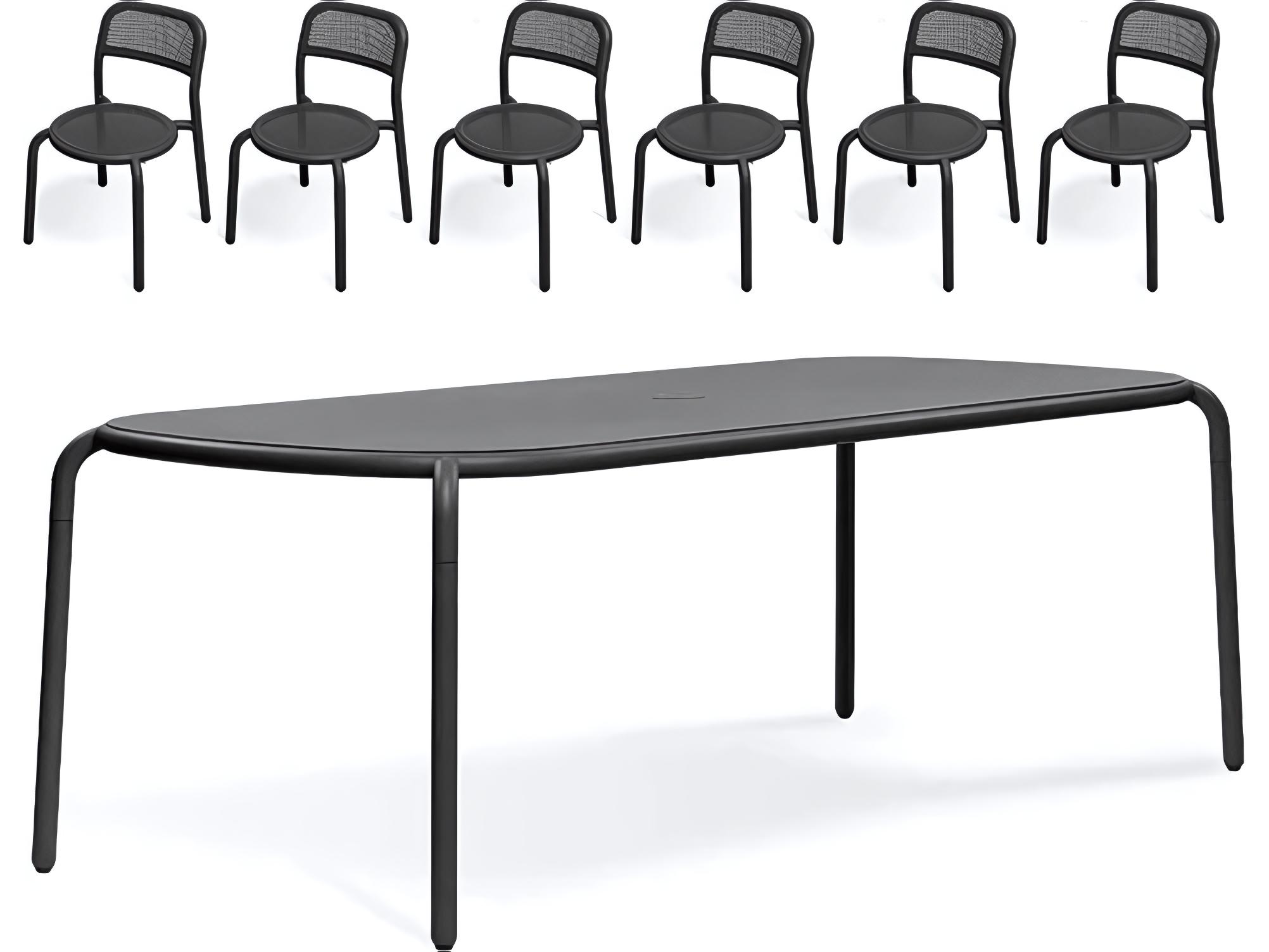 Fatboy Outdoor Toni Tablo Dining Set with Side Chairs in Anthracite