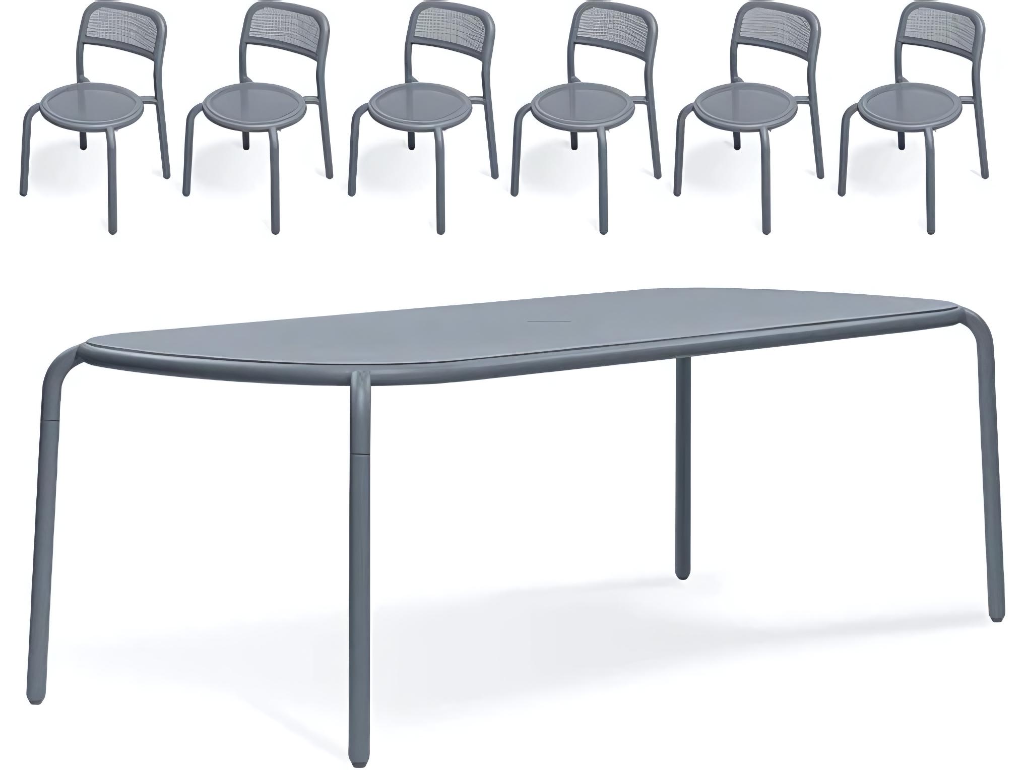 Fatboy Outdoor Toni Tablo Dining Set with Side Chairs in Elephant