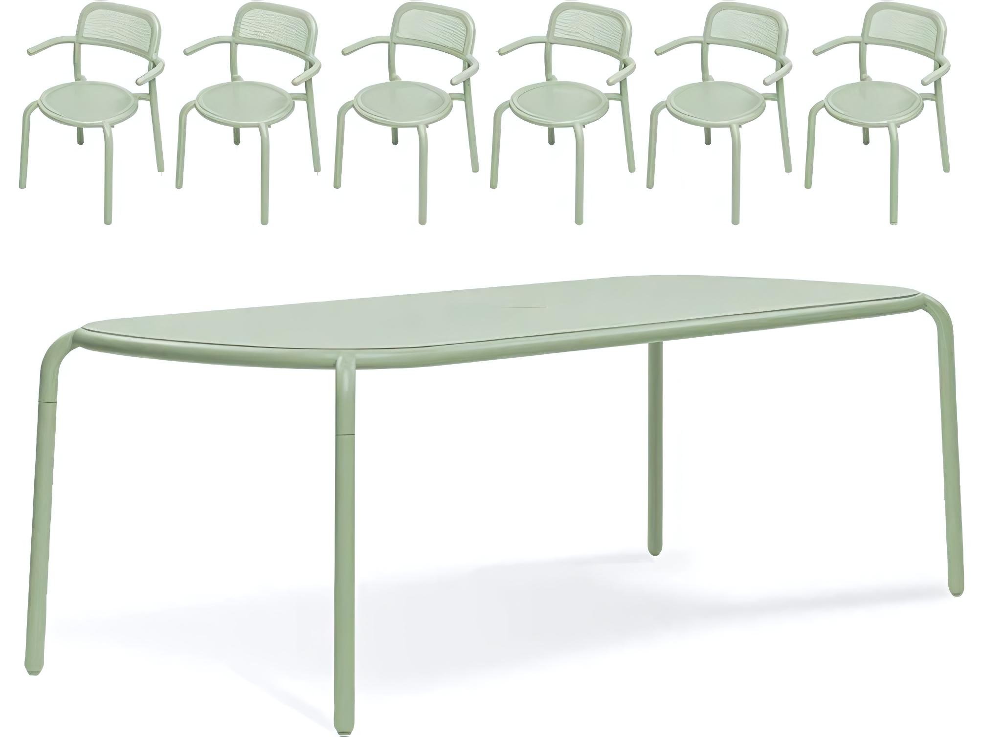 Fatboy Outdoor Toni Tablo Dining Set with Armchairs in Mist Green