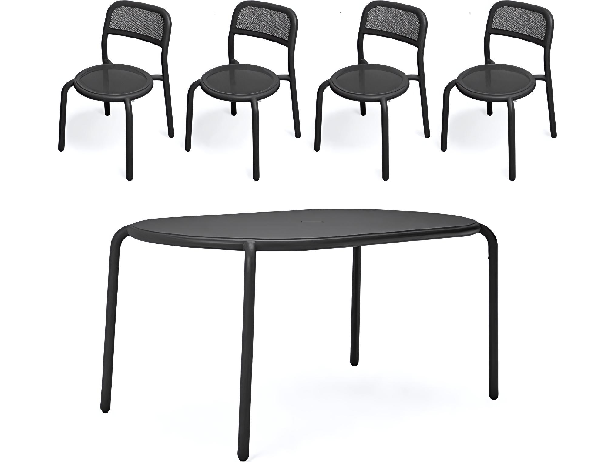 Fatboy Outdoor Toni Tavolo Dining Set with Side Chairs in Anthracite