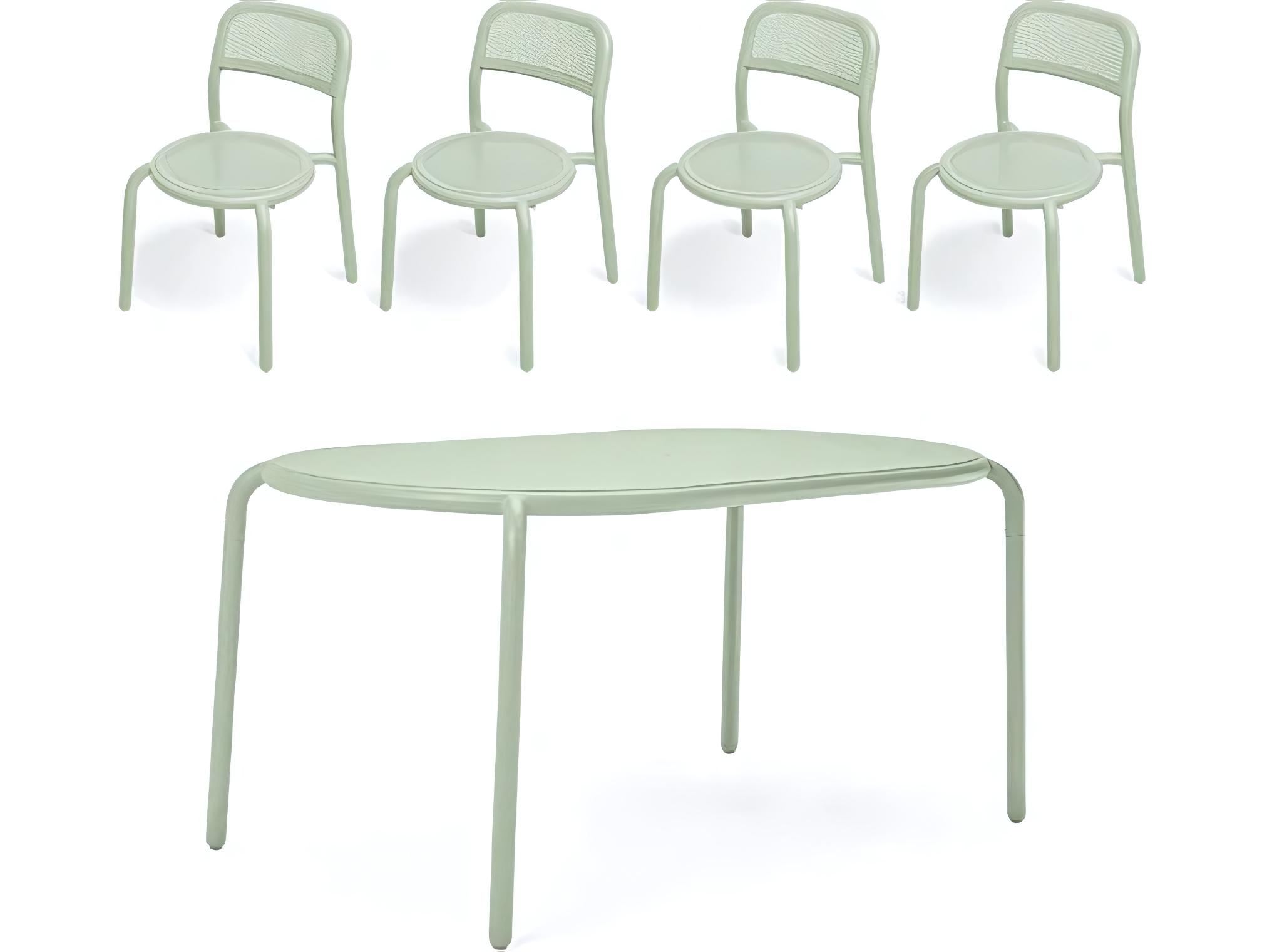 Fatboy Outdoor Toni Tavolo Dining Set with Side Chairs in Mist Green