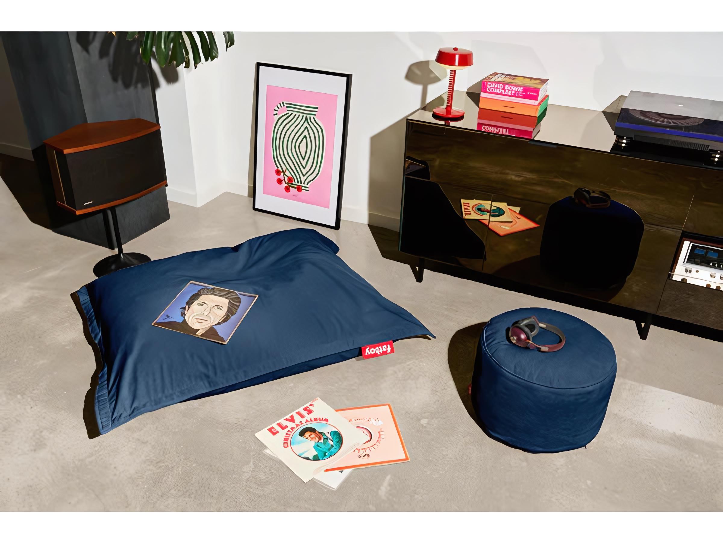 Fatboy Point Recycled Cord Pouf Ottoman in Deep Blue