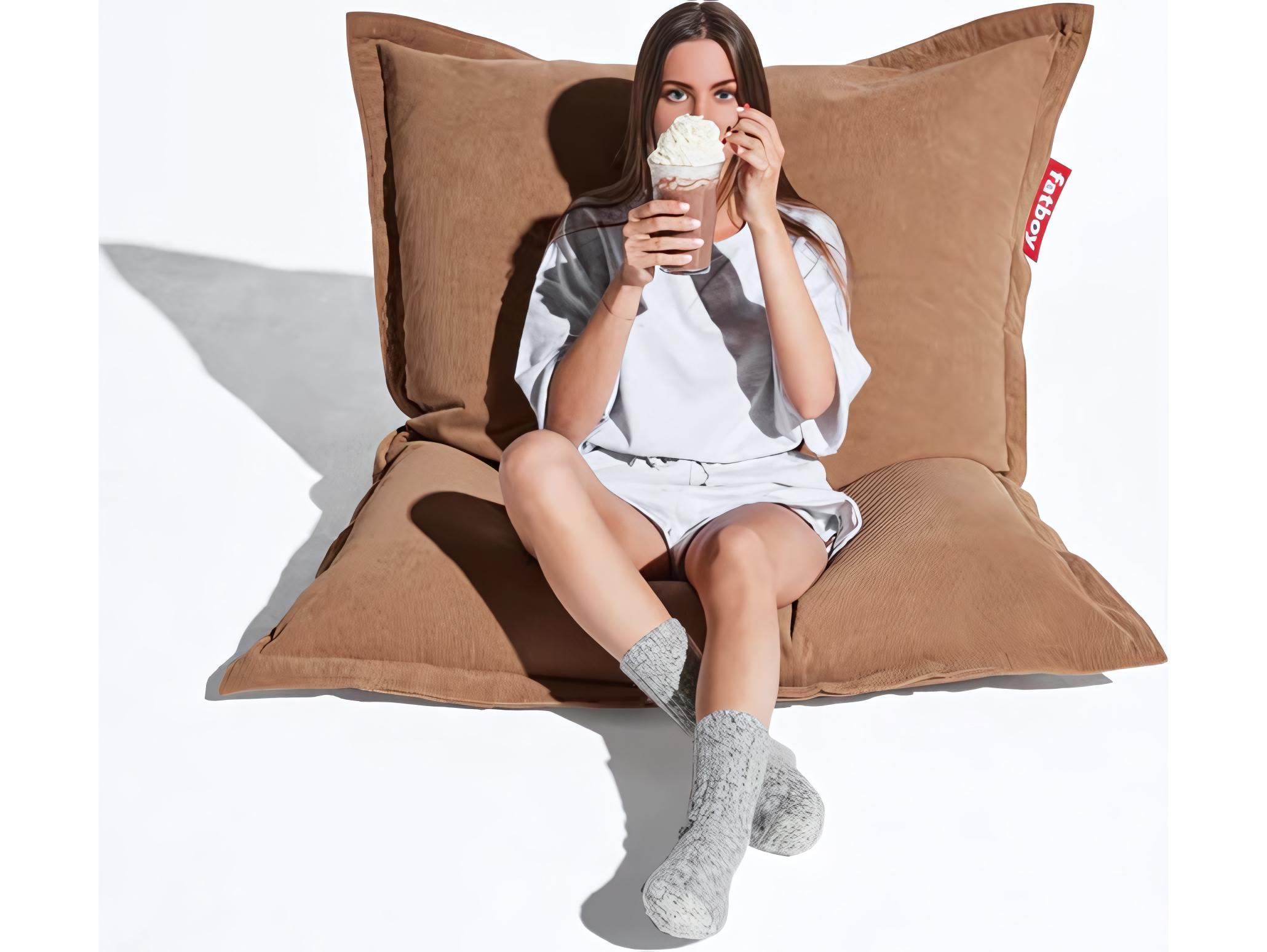 Fatboy Original Slim Recycled Cord Bean Bag Chair in Teddy Bear