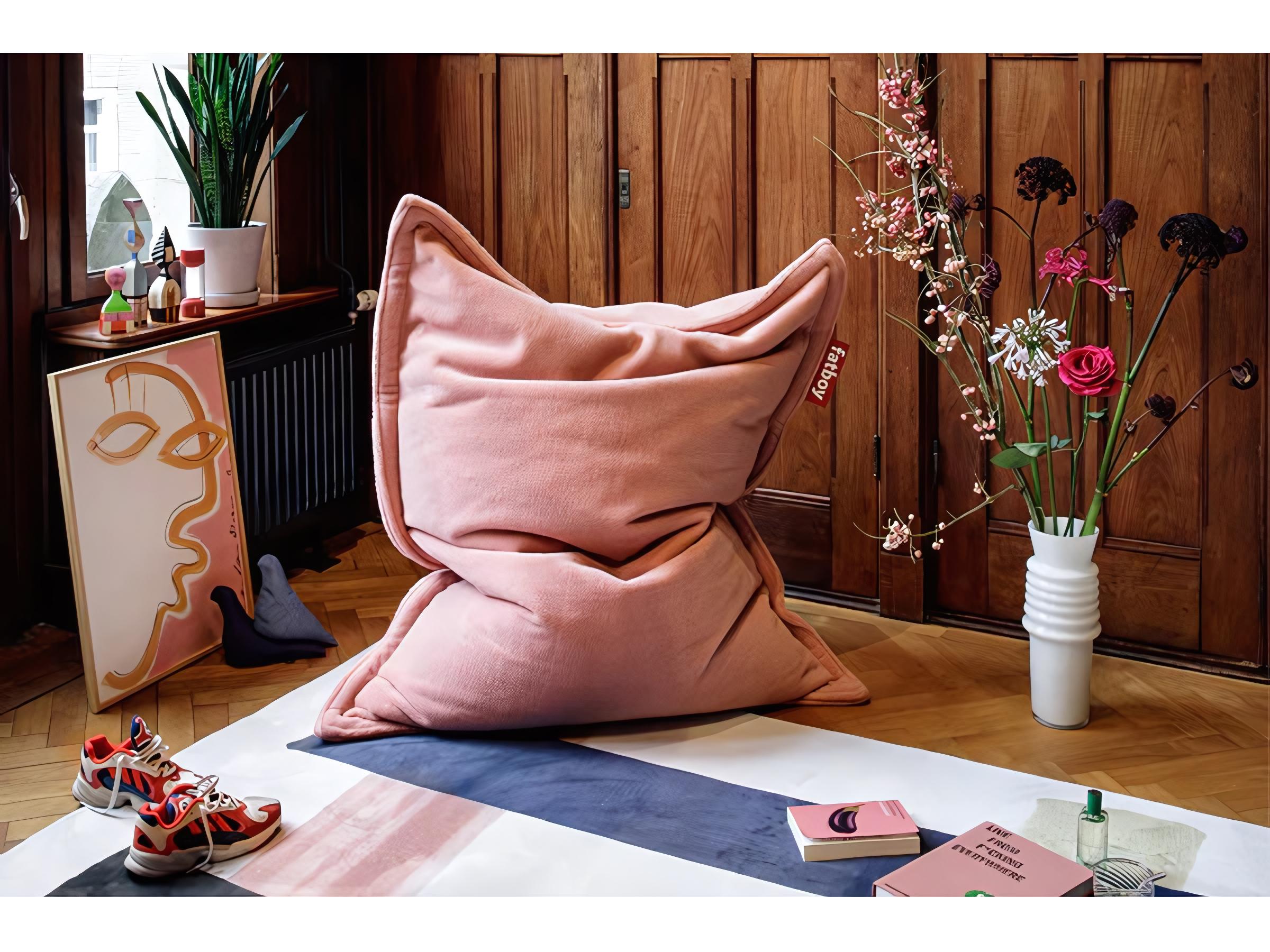 Fatboy Original Slim Teddy Bean Bag Chair in Cheeky Pink