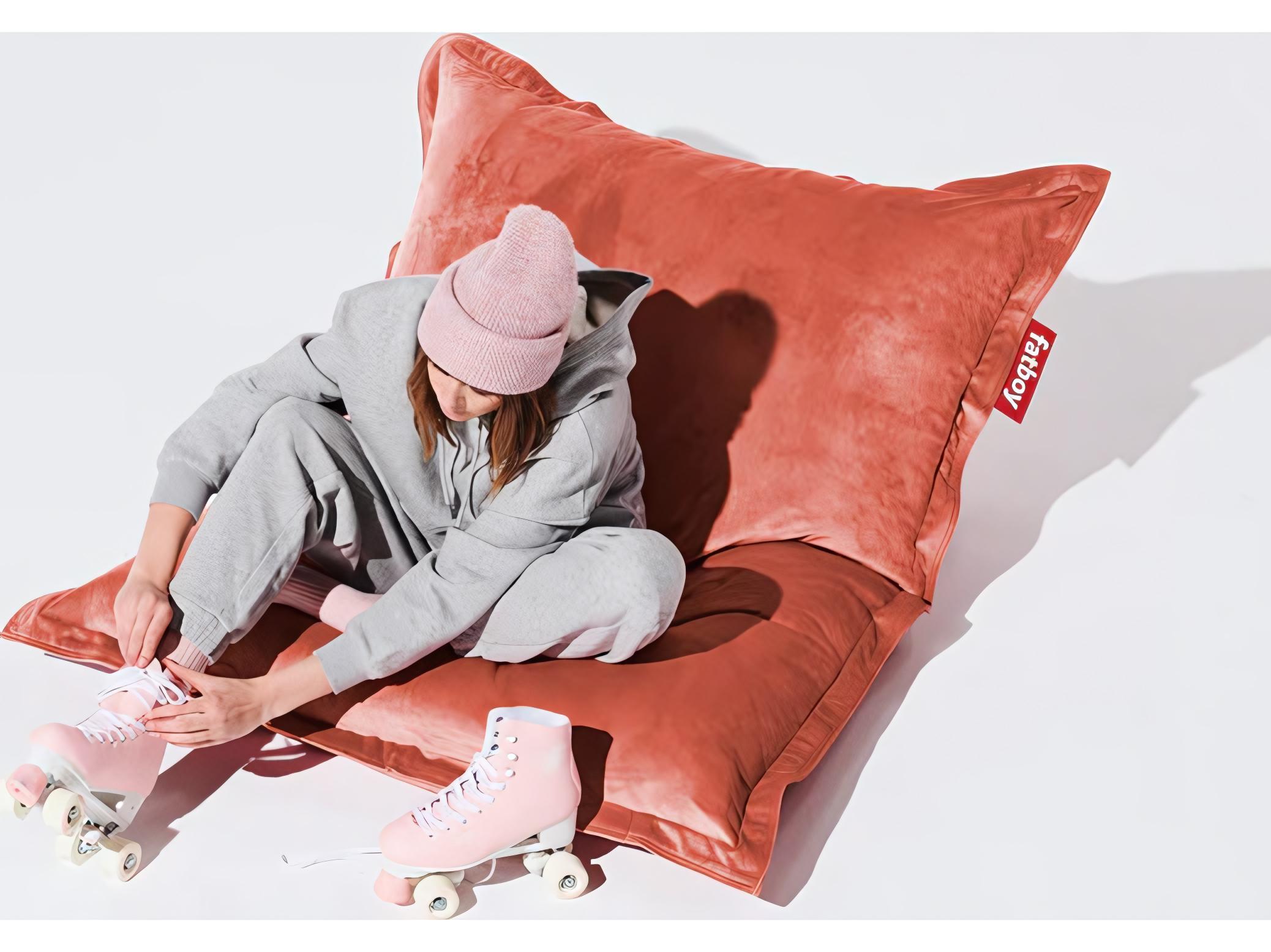 Fatboy Original Slim Recycled Velvet Bean Bag Chair in Rhubarb