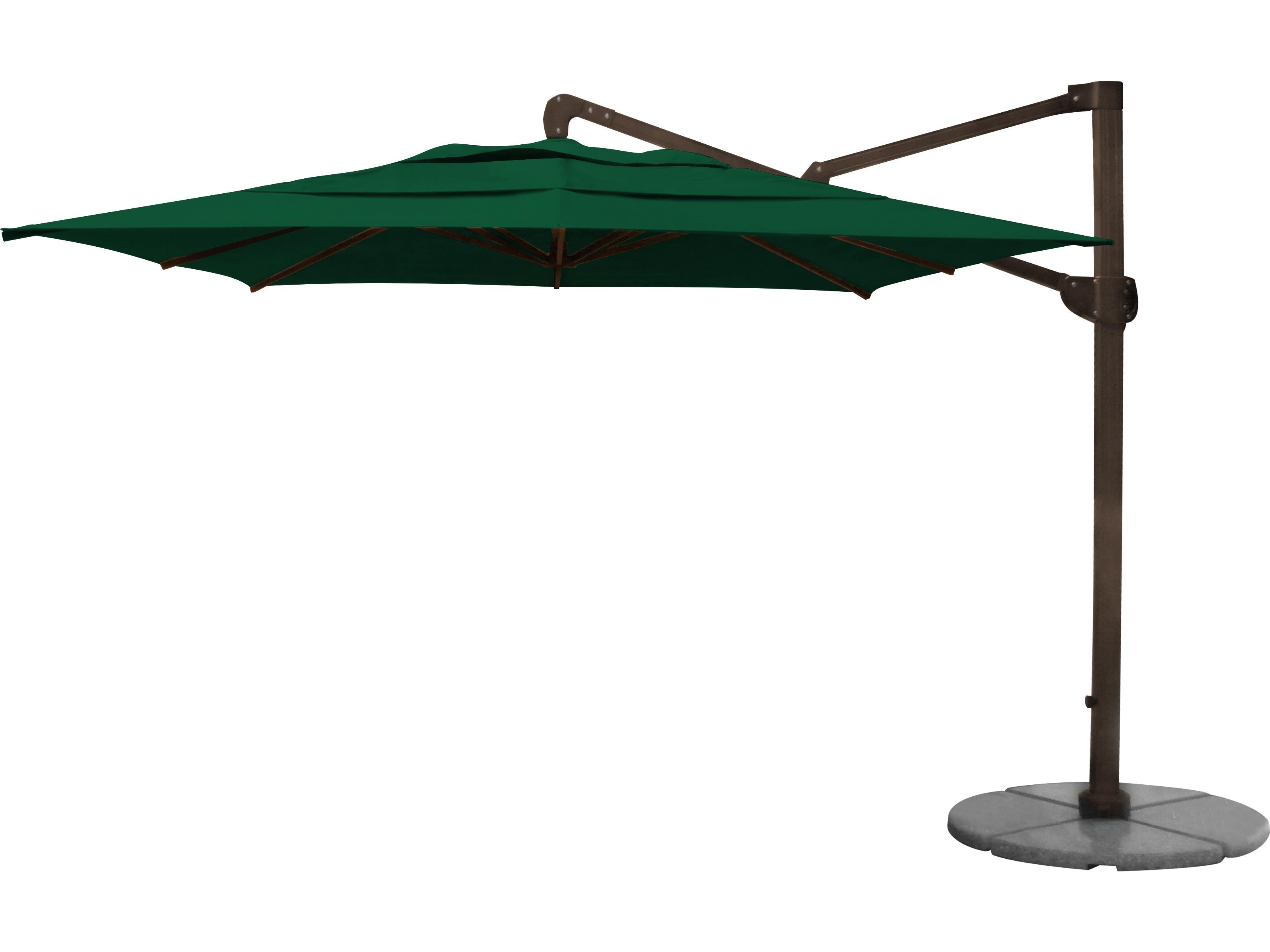 Fiberbuilt Outdoor Umbrellas Cantilever 10 Foot Square Trigger Crank with Base