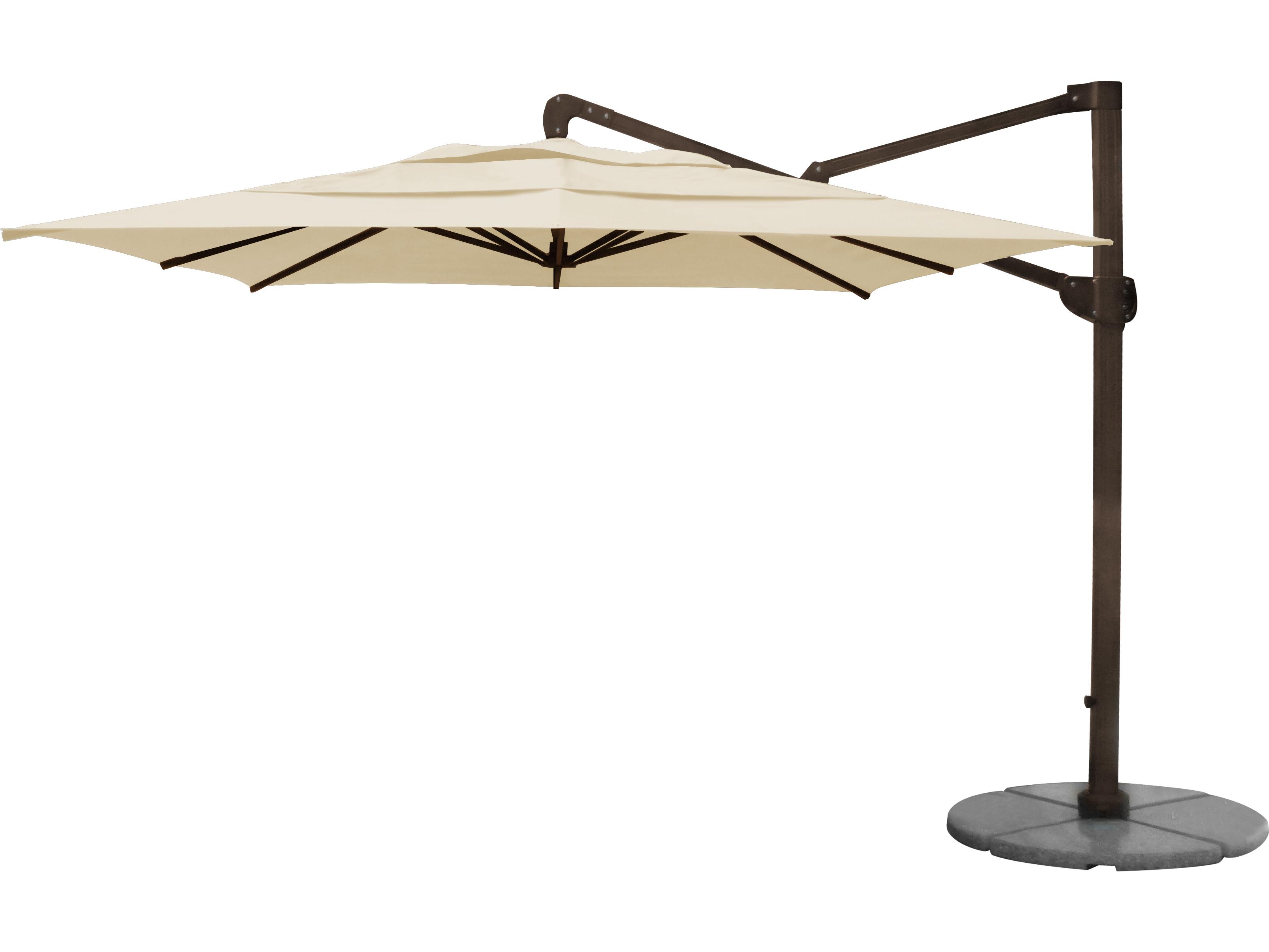 Fiberbuilt Outdoor Umbrellas Cantilever 10 Foot Square Trigger Crank with Base
