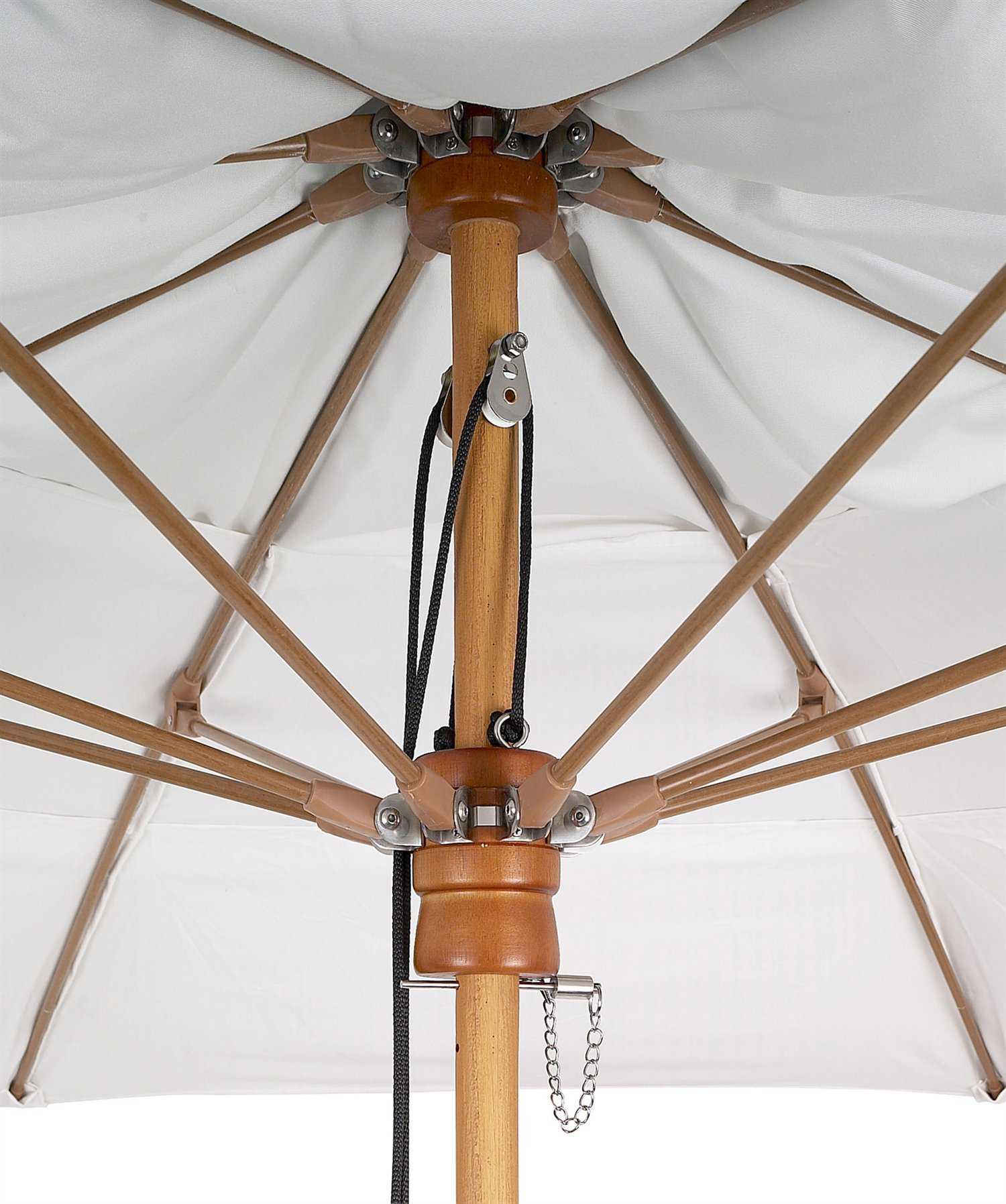 Fiberbuilt Bridgewater Fiber Teak 11 Foot Octagon Pulley Wood Outdoor Patio Umbrella