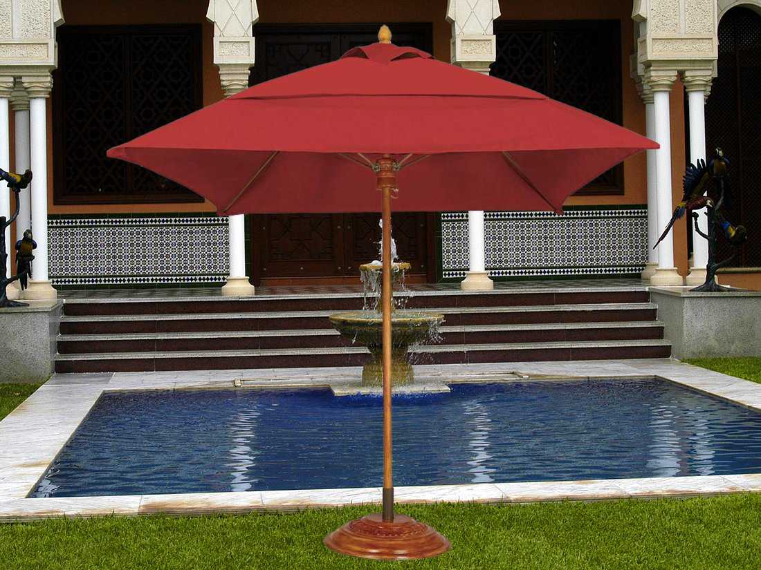 Fiberbuilt Bridgewater Fiber Teak 6 Foot Square Wood Outdoor Umbrella