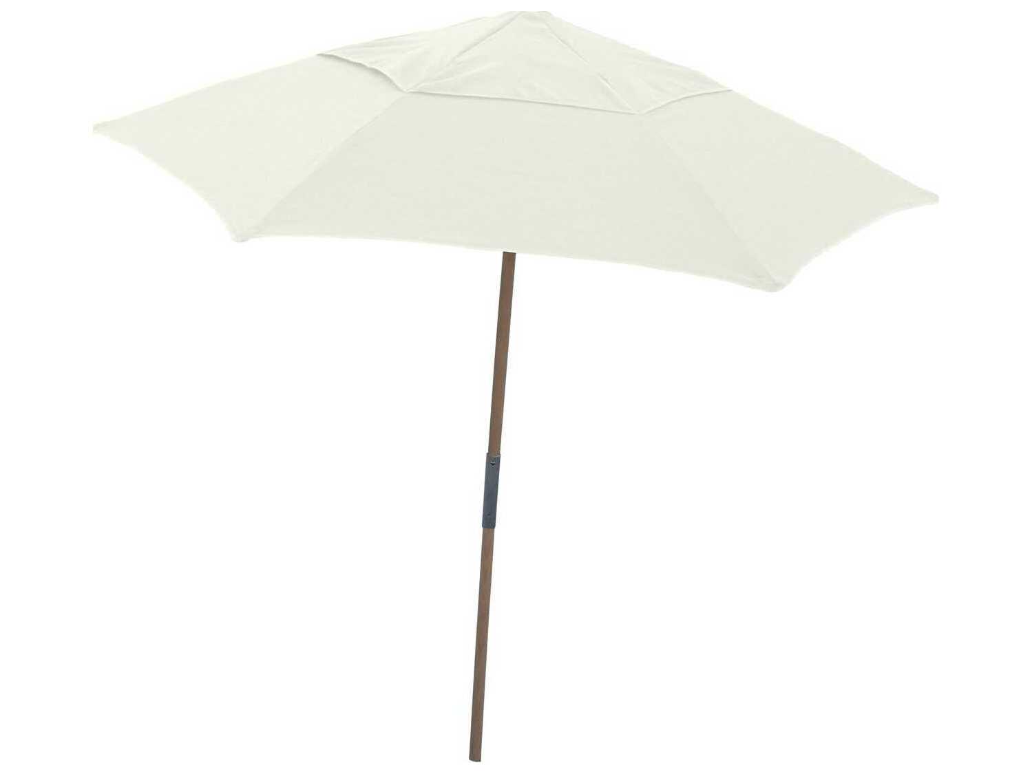 Fiberbuilt Patio Umbrellas Beach Oakwood Natural Oak 7.5 Foot Hexagon Push Up Patio Umbrella