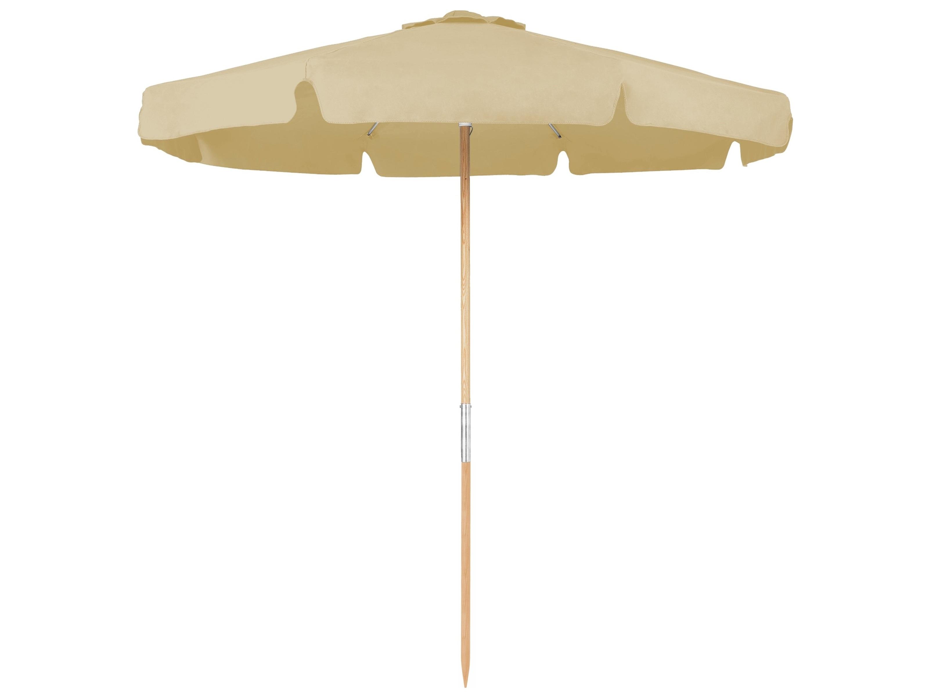 Fiberbuilt Outdoor Patio Umbrellas Beach Oakwood Natural Oak 7.5 Foot Octagon Push Up Outdoor Patio Umbrella