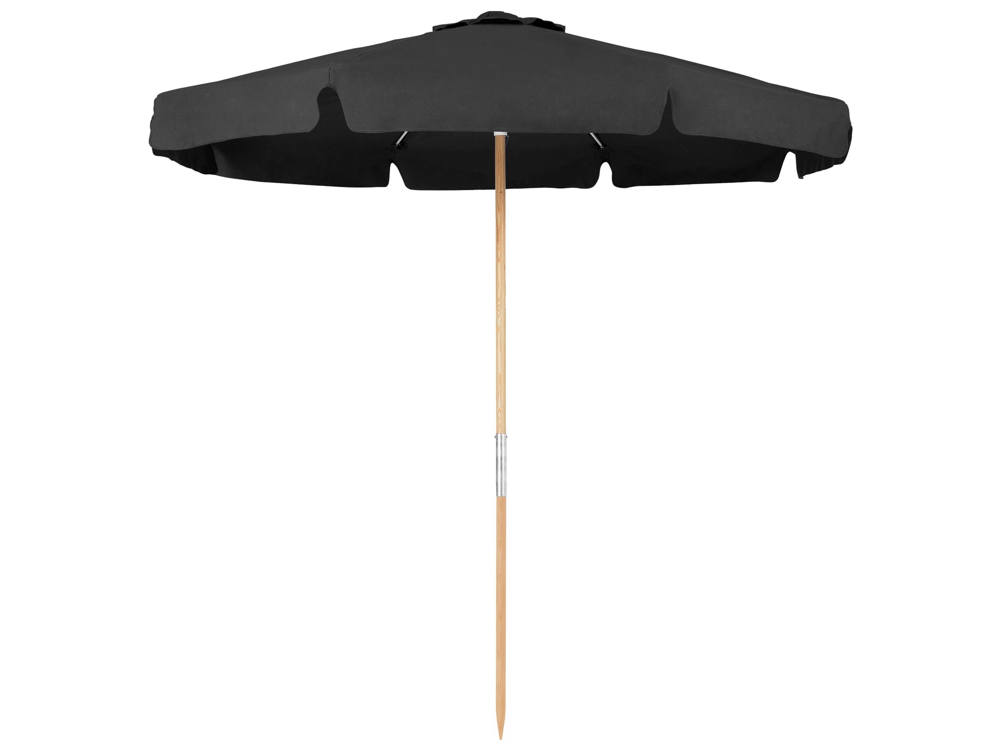 Fiberbuilt Outdoor Patio Umbrellas Beach Oakwood Natural Oak 7.5 Foot Octagon Push Up Outdoor Patio Umbrella