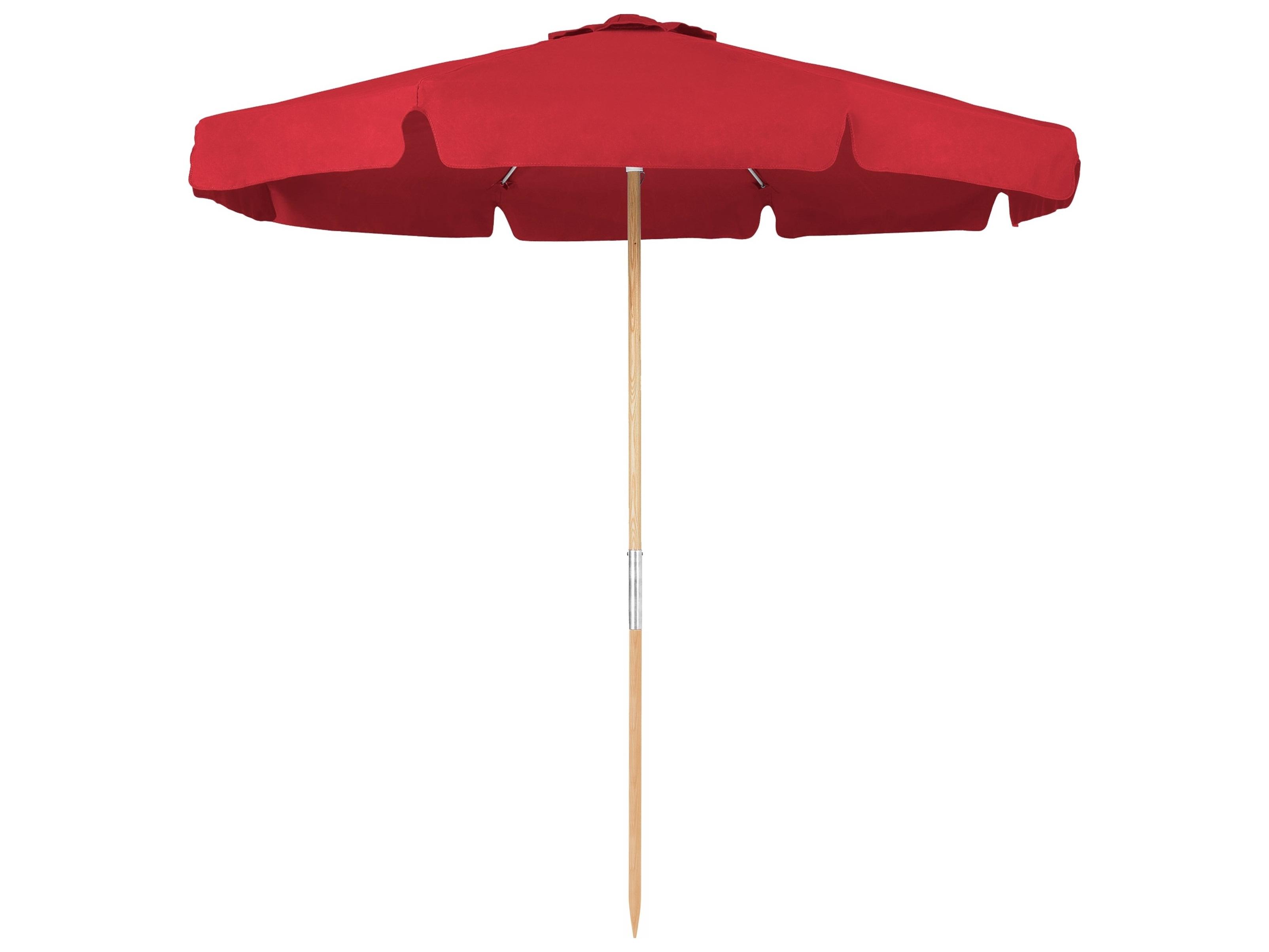 Fiberbuilt Outdoor Patio Umbrellas Beach Oakwood Natural Oak 7.5 Foot Octagon Push Up Outdoor Patio Umbrella
