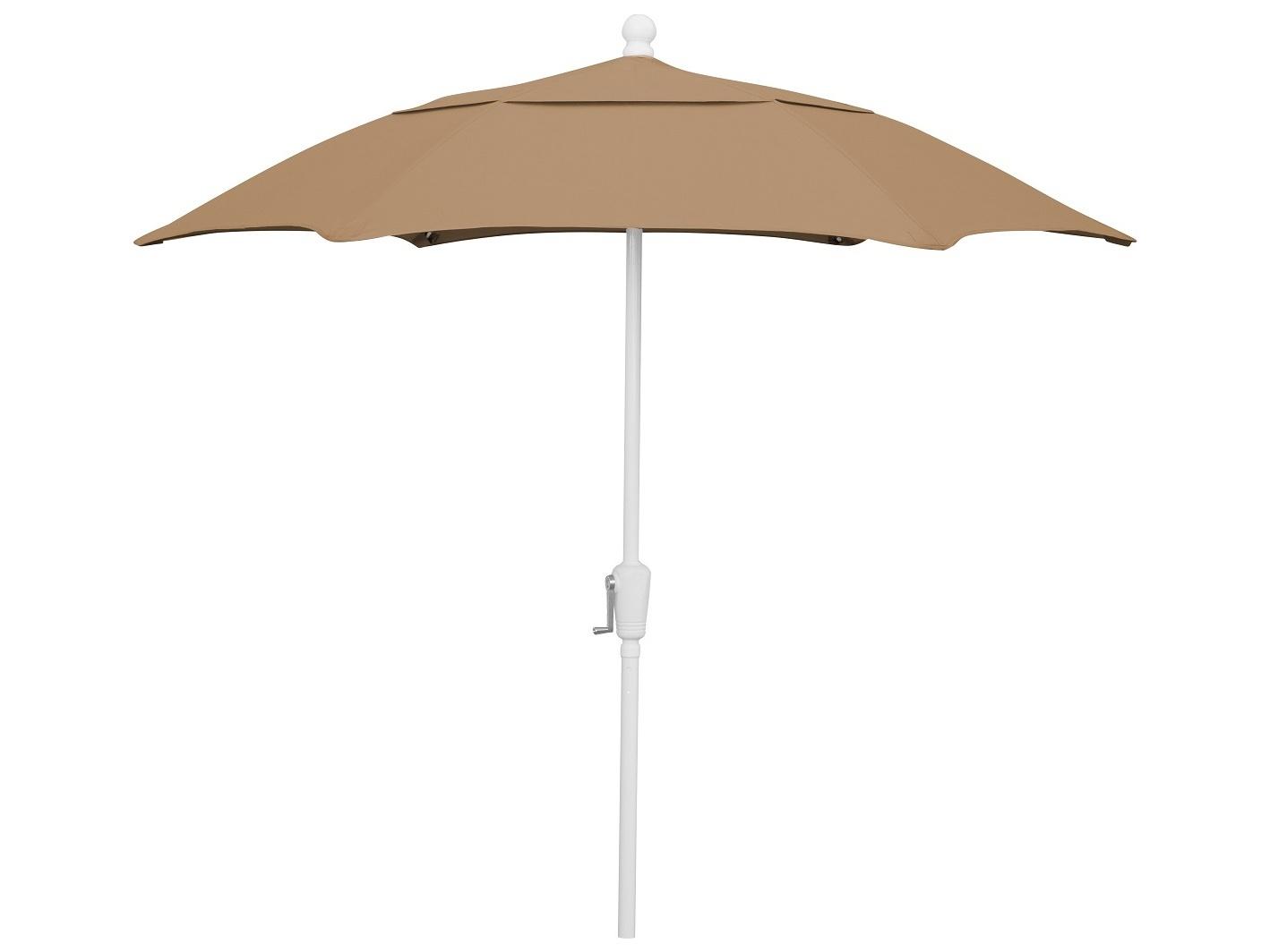 Fiberbuilt Umbrellas Patio Fiberglass White 7.5 Foot Hexagon Crank Umbrella