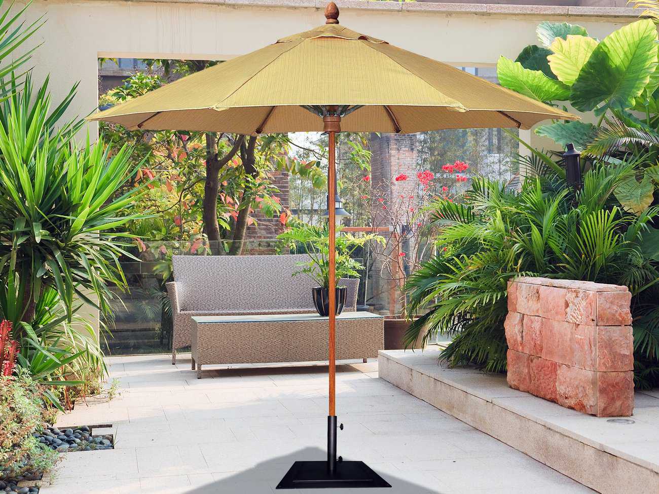 Fiberbuilt Bridgewater Fiber Teak 9 Foot Octagon Wood Patio Umbrella