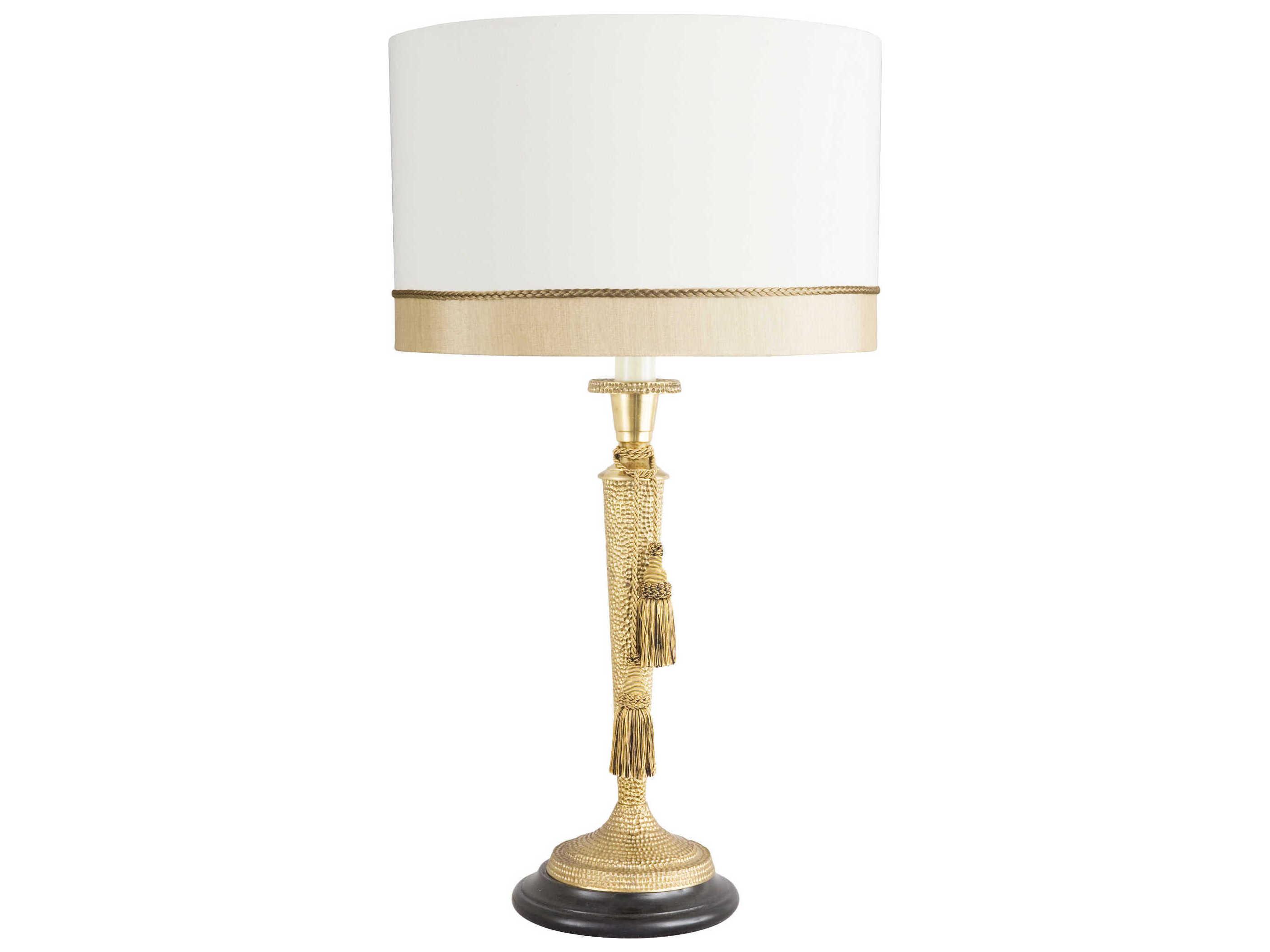 Frederick Cooper Jeweler's Hammer Gold Off White Silkette Brass Buffet Lamp