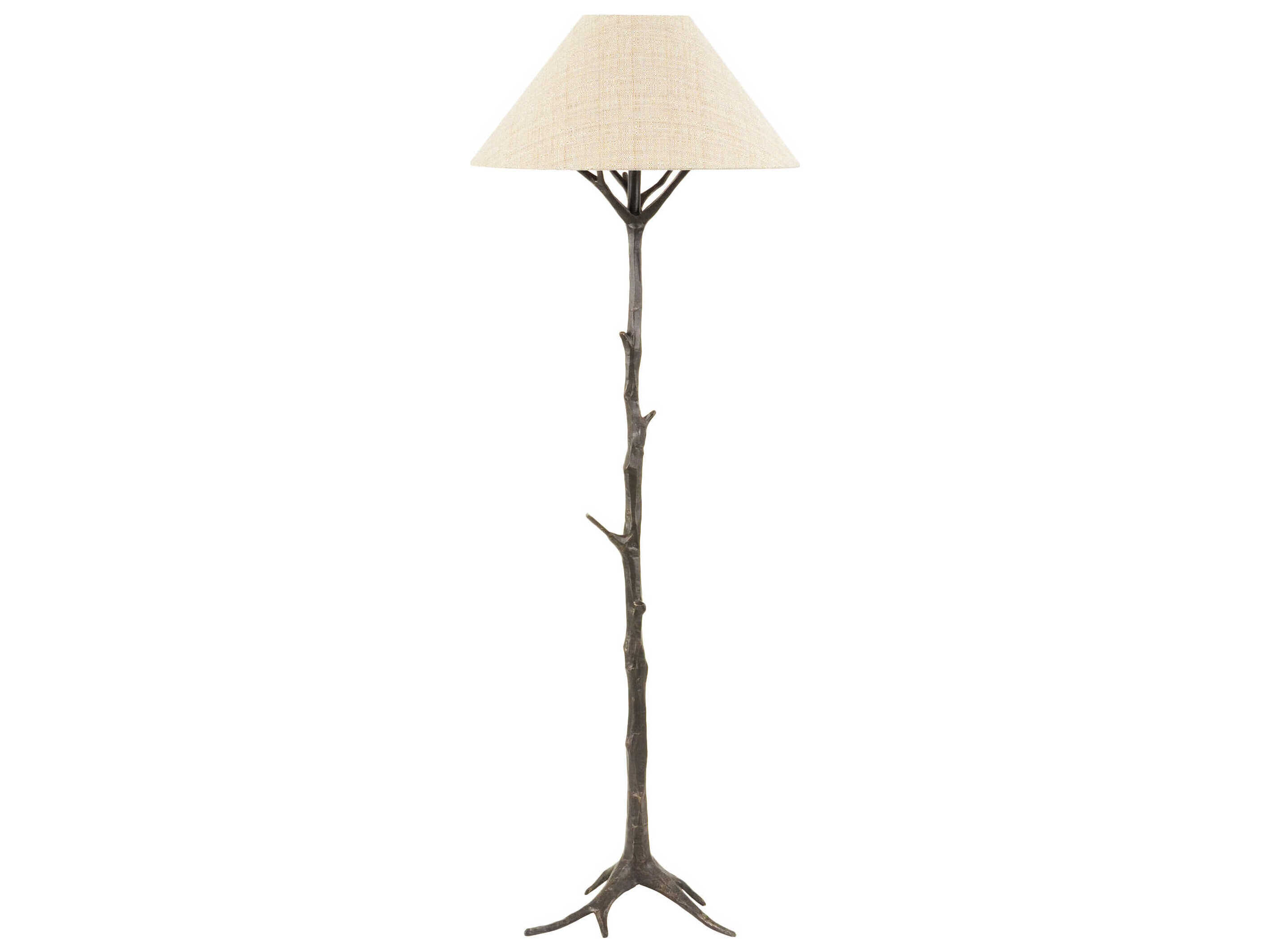 Frederick Cooper Sprig's Promise Dark Bronze Cream Linen Floor Lamp