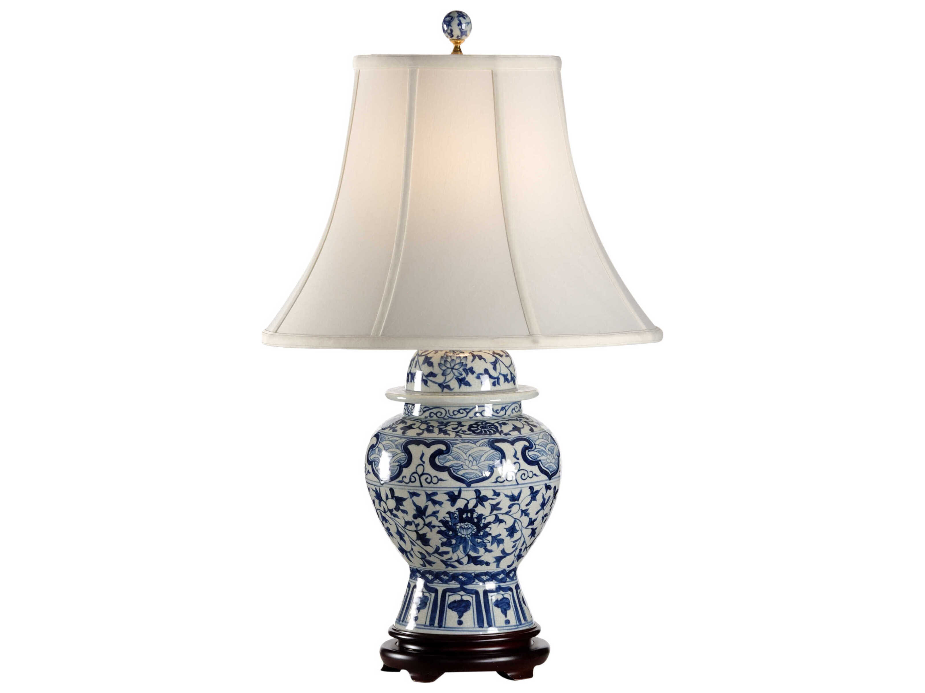 Frederick Cooper Indigo Garden Hand Painted Blue White Bone Silkette Buffet Lamp