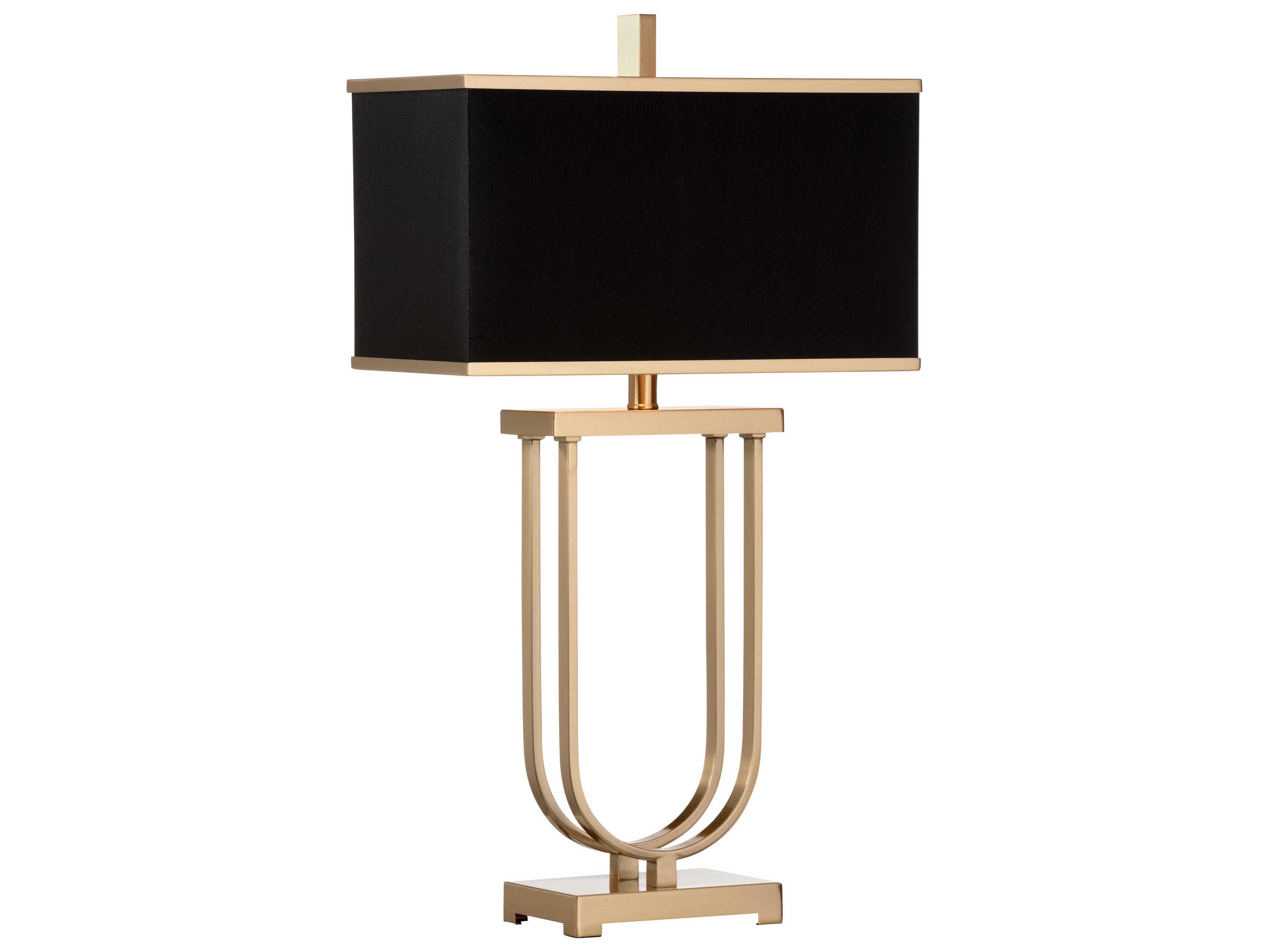 Frederick Cooper Valiant Antique Brass Black Silkette Buffet Lamp