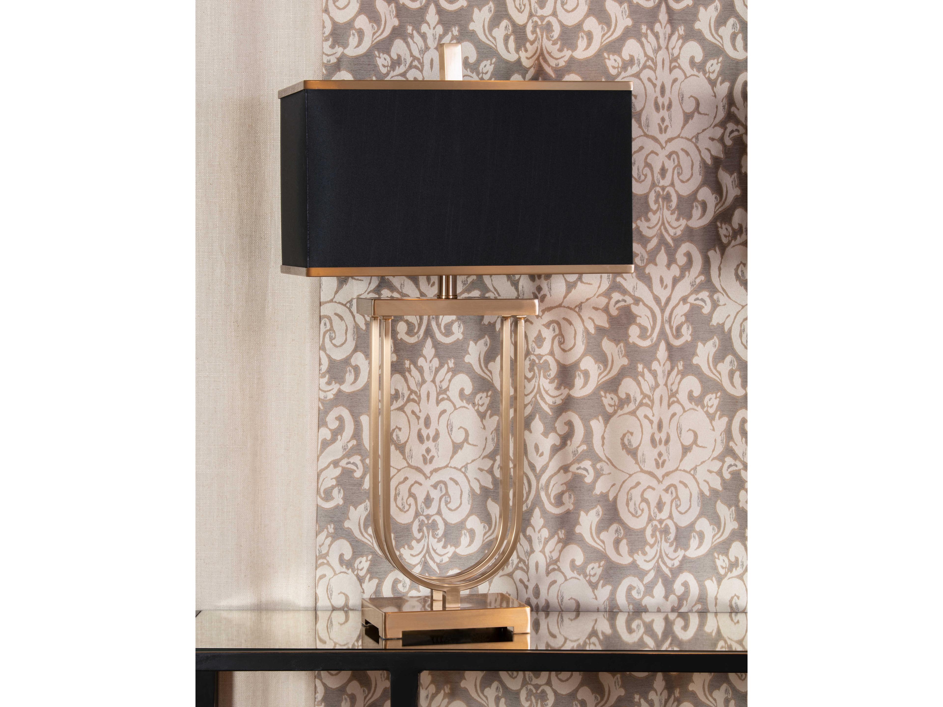 Frederick Cooper Valiant Antique Brass Black Silkette Buffet Lamp