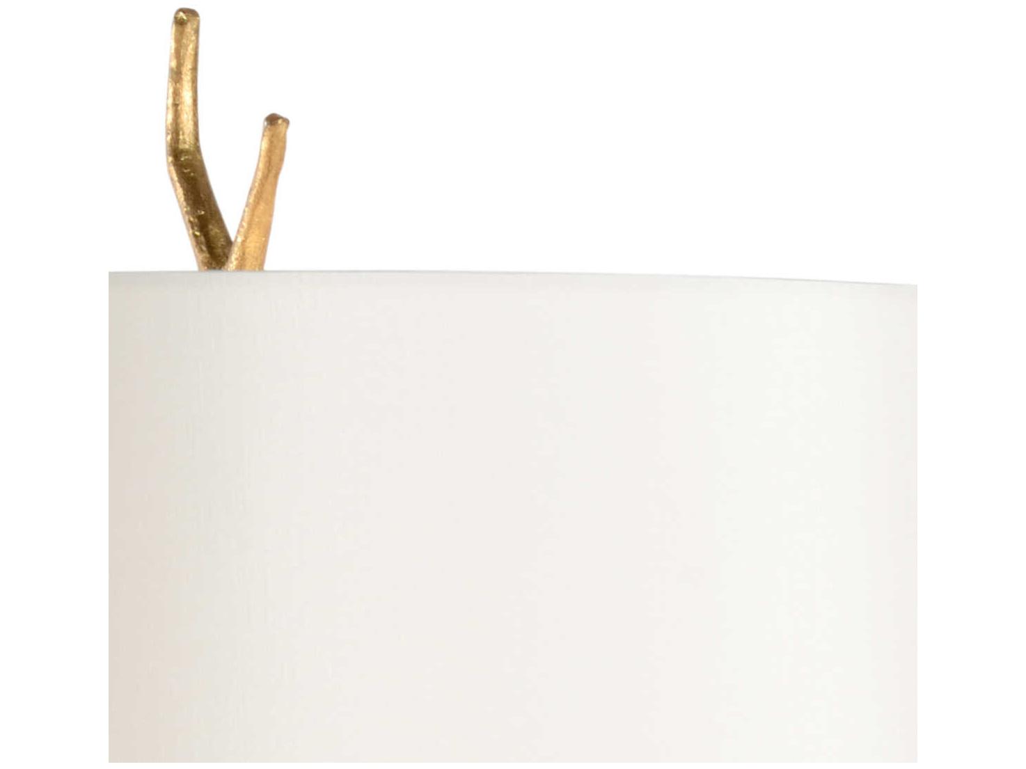 Frederick Cooper Fujian Natural White Antique Gold Leaf Off Silk Buffet Lamp