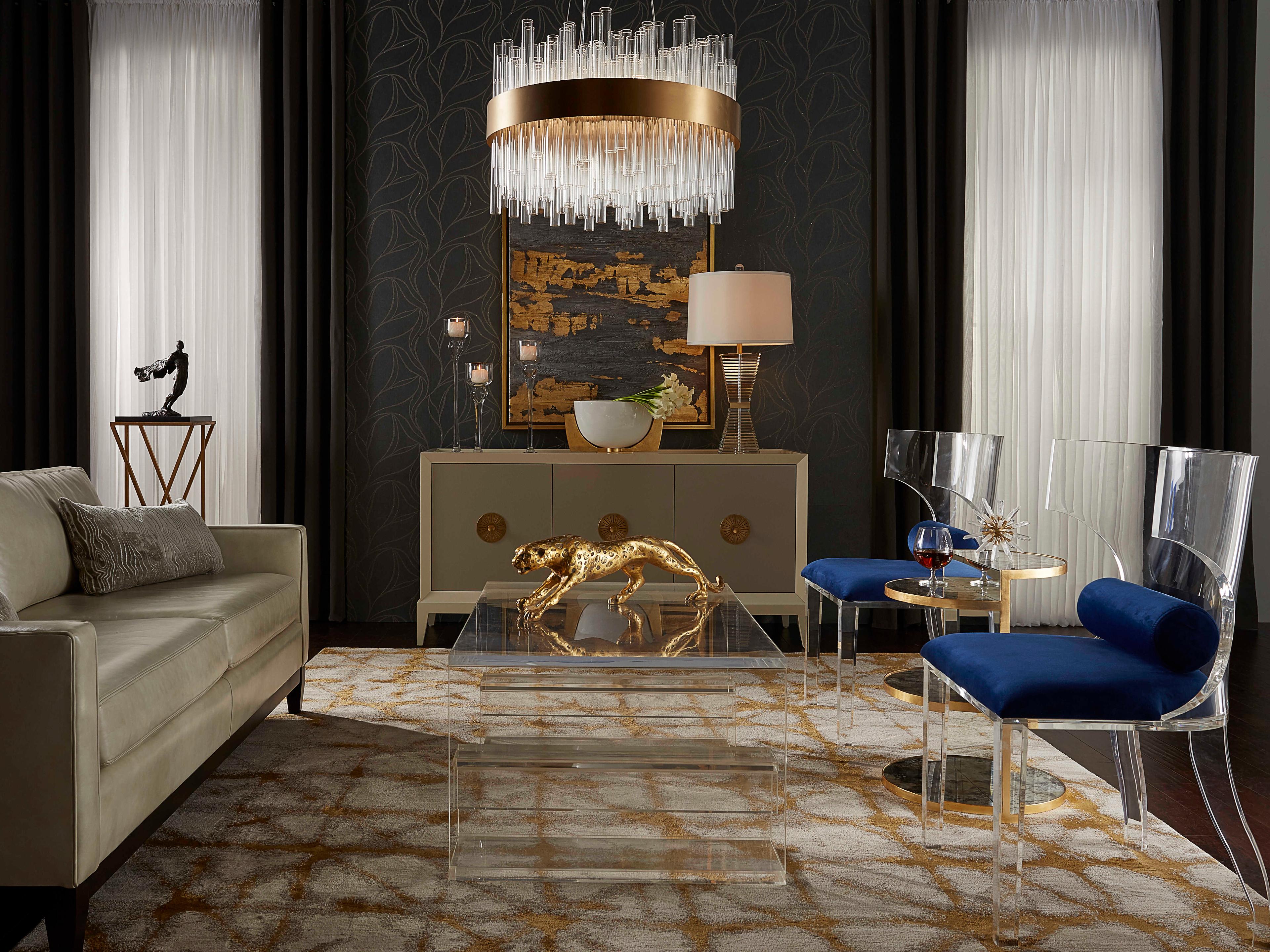 Frederick Cooper Haydid Crystal Clear Gold Off White Silk Buffet Lamp