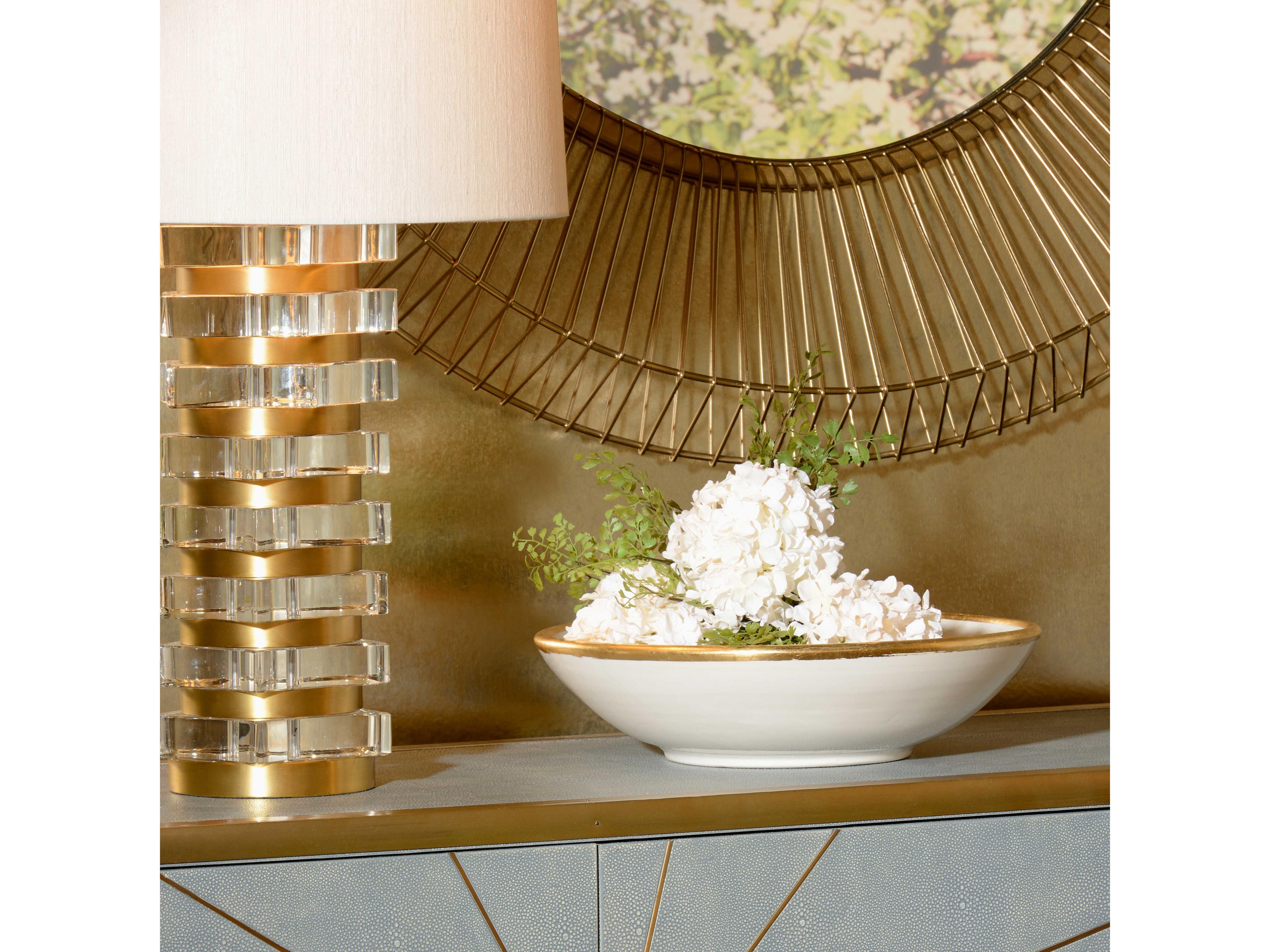Frederick Cooper Layers Of Luxe Crystal Gold Clear Cream Raw Silk Buffet Lamp