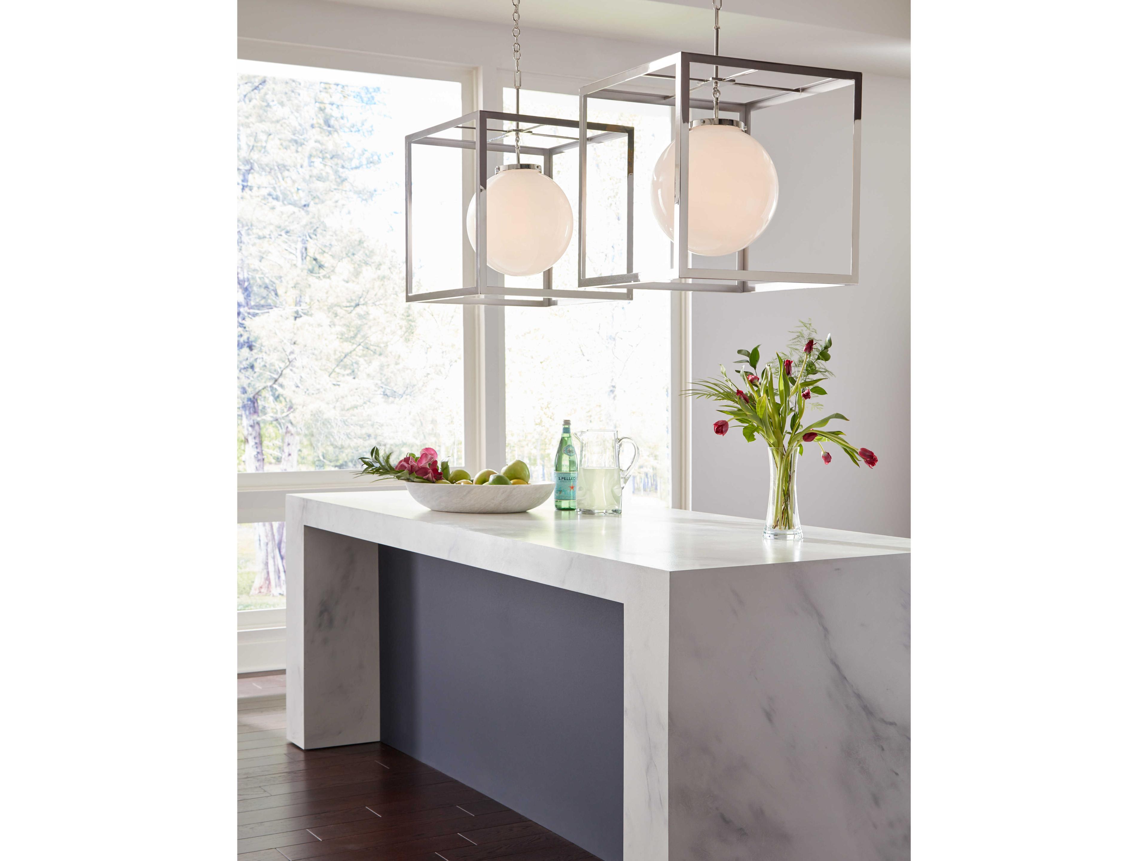 Frederick Cooper 1-Light Polished Nickel White Glass Globe Geometric Pendant